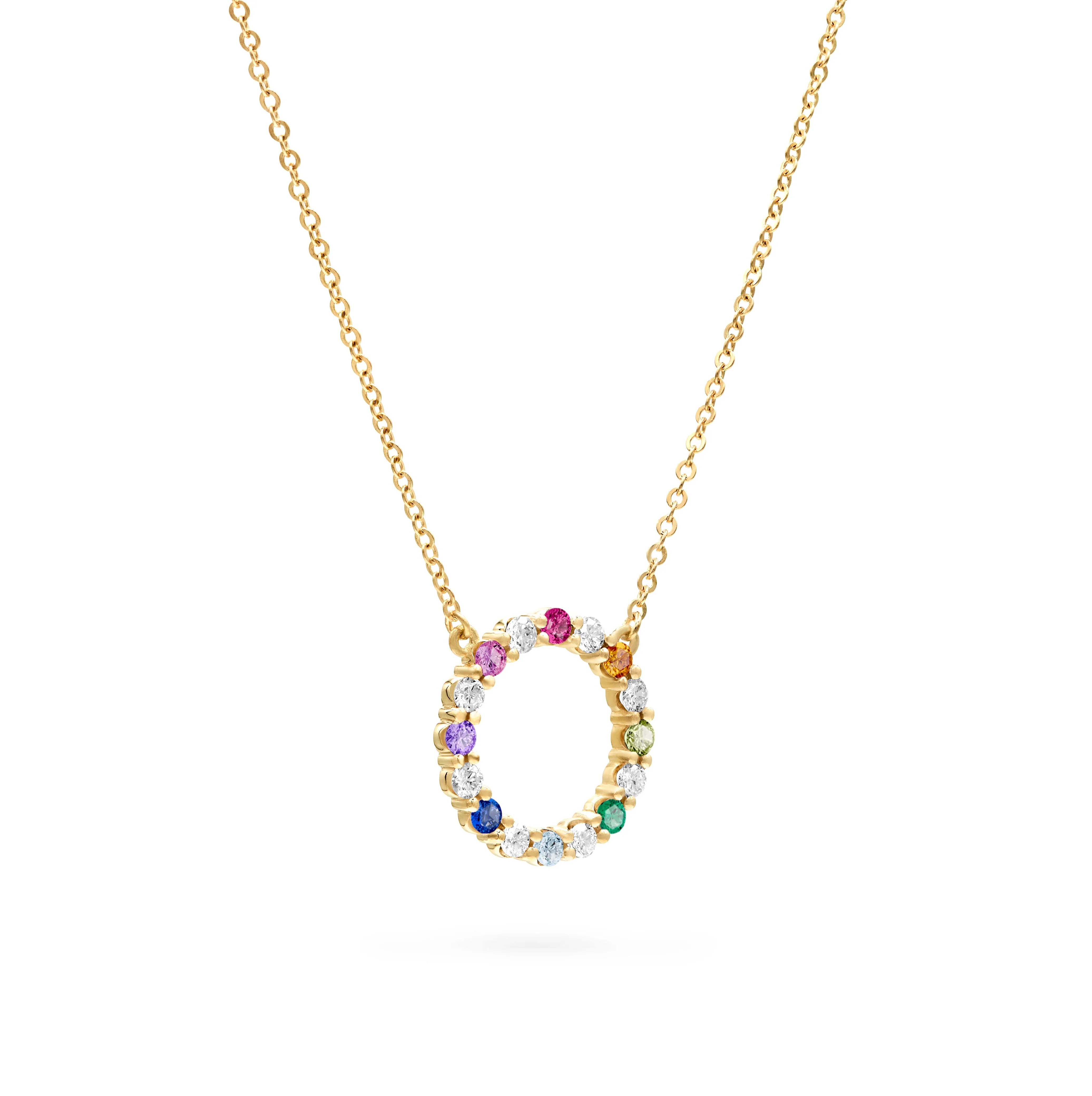 Rainbow Rosecliff Circle Necklace with Diamonds in 14k Gold sold by Haverhill product image thumbnail 4