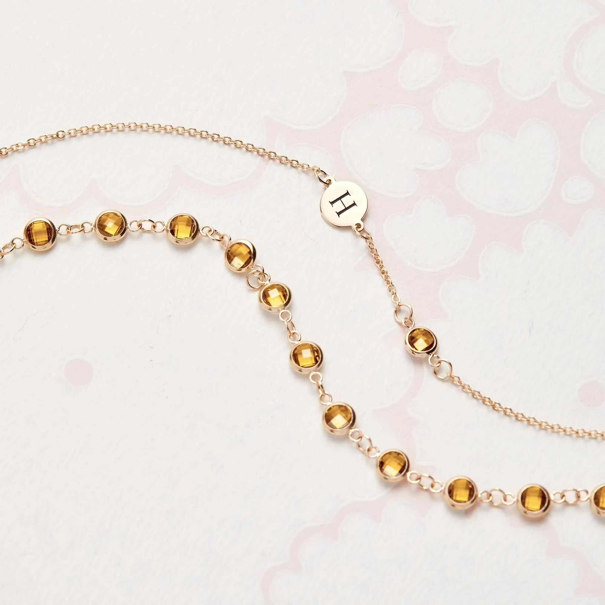 1 Letter & 1 Petite Citrine Necklace in 14k Gold (November) sold by Haverhill product image thumbnail 5