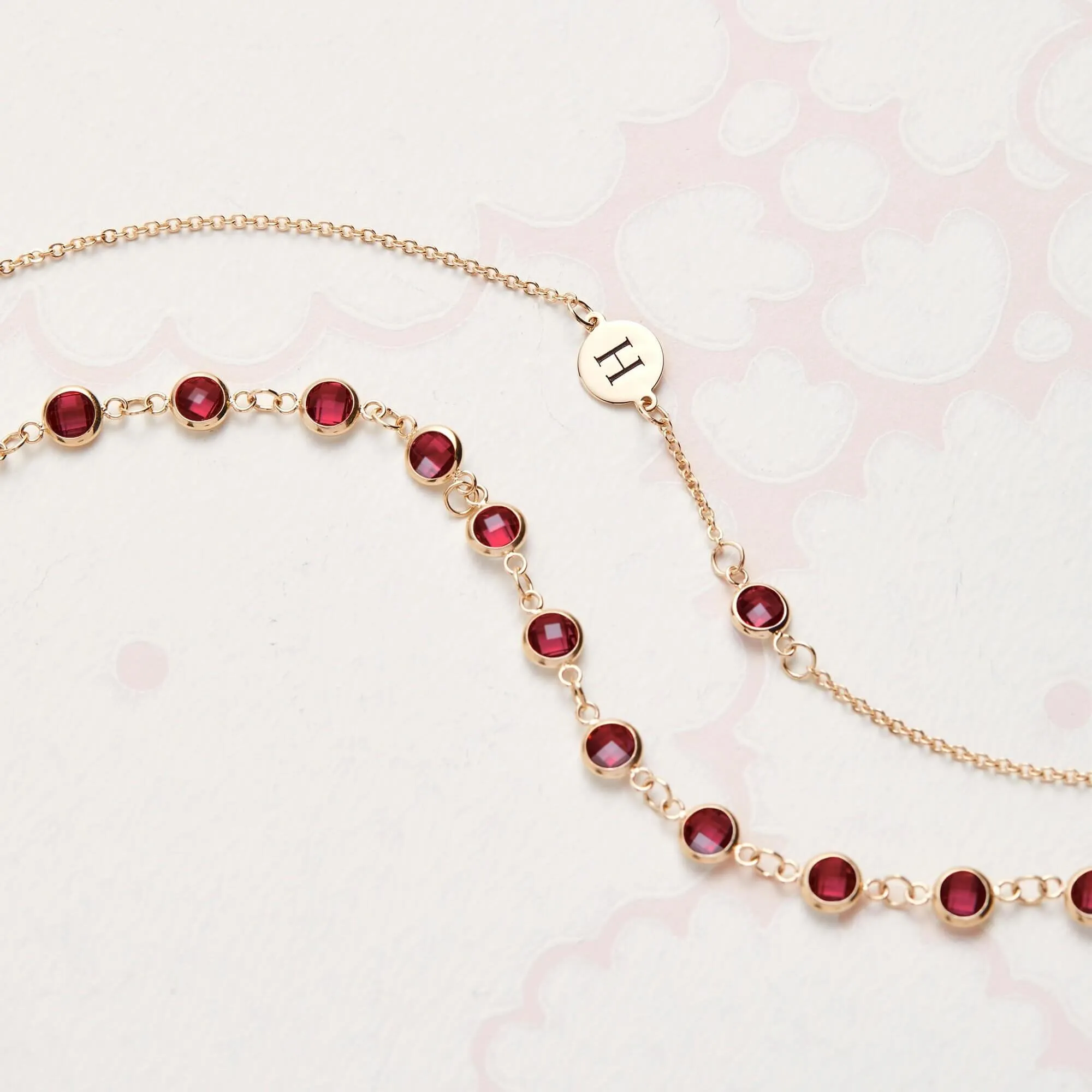 1 Letter & 1 Petite Ruby Necklace in 14k Gold (July) sold by Haverhill product image thumbnail 5