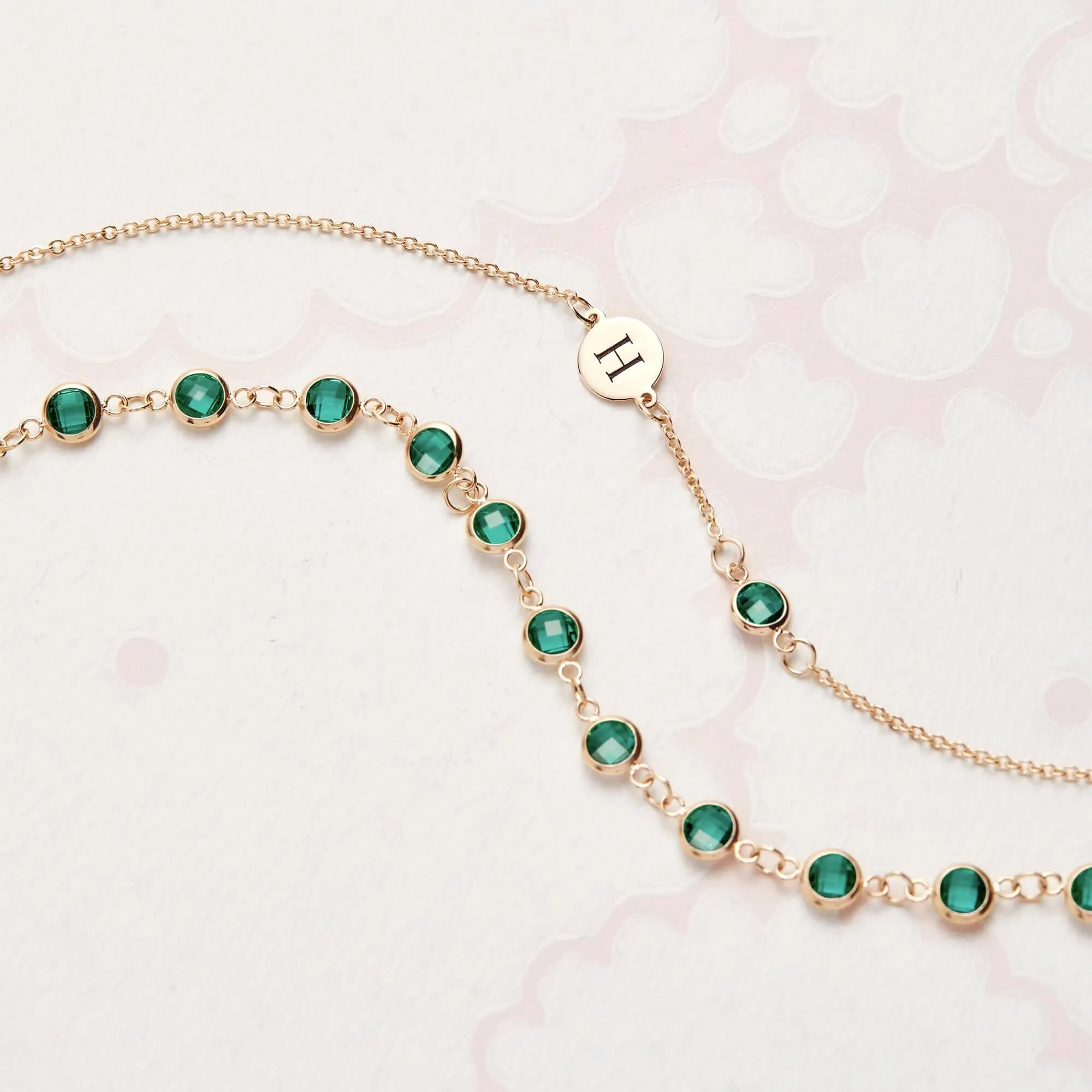 1 Letter & 1 Petite Emerald Necklace in 14k Gold (May) sold by Haverhill product image thumbnail 5