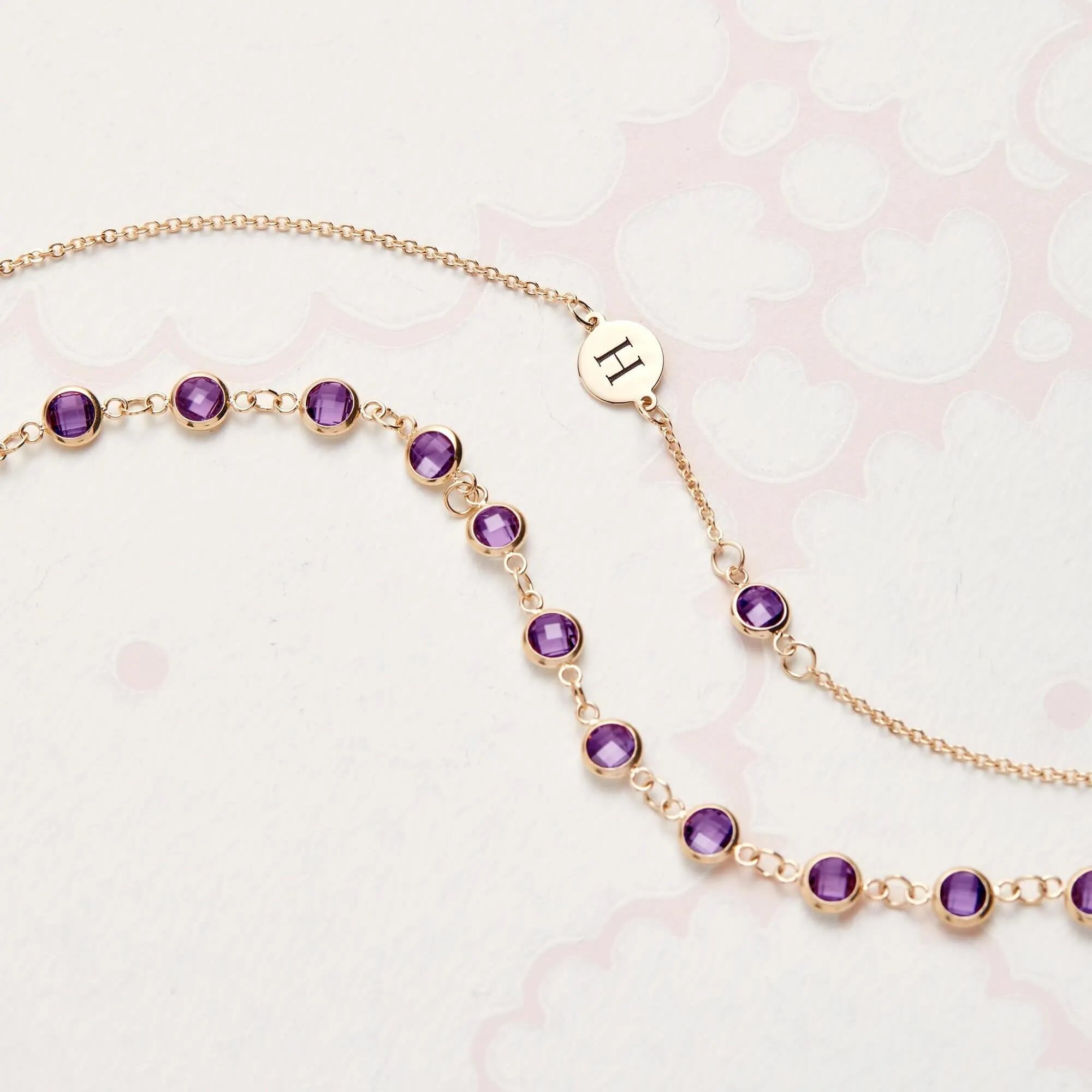 1 Letter & 1 Petite Amethyst Necklace in 14k Gold (February) sold by Haverhill product image thumbnail 5