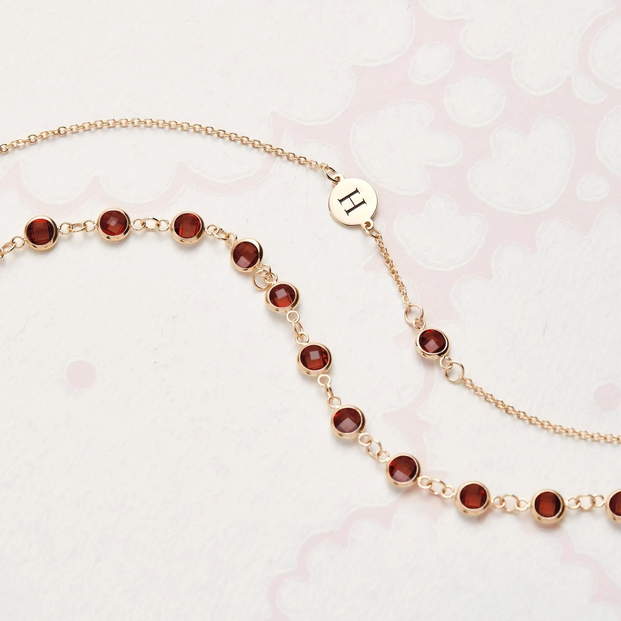 1 Letter & 1 Petite Garnet Necklace in 14k Gold (January) sold by Haverhill product image thumbnail 5