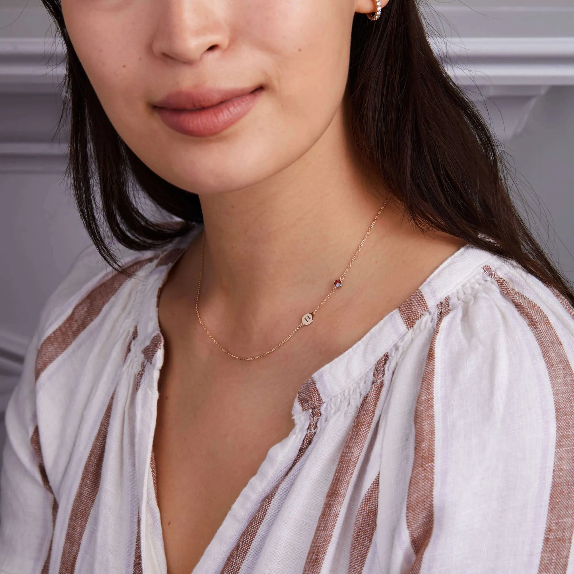 1 Letter & 1 Petite Garnet Necklace in 14k Gold (January) sold by Haverhill product image thumbnail 2