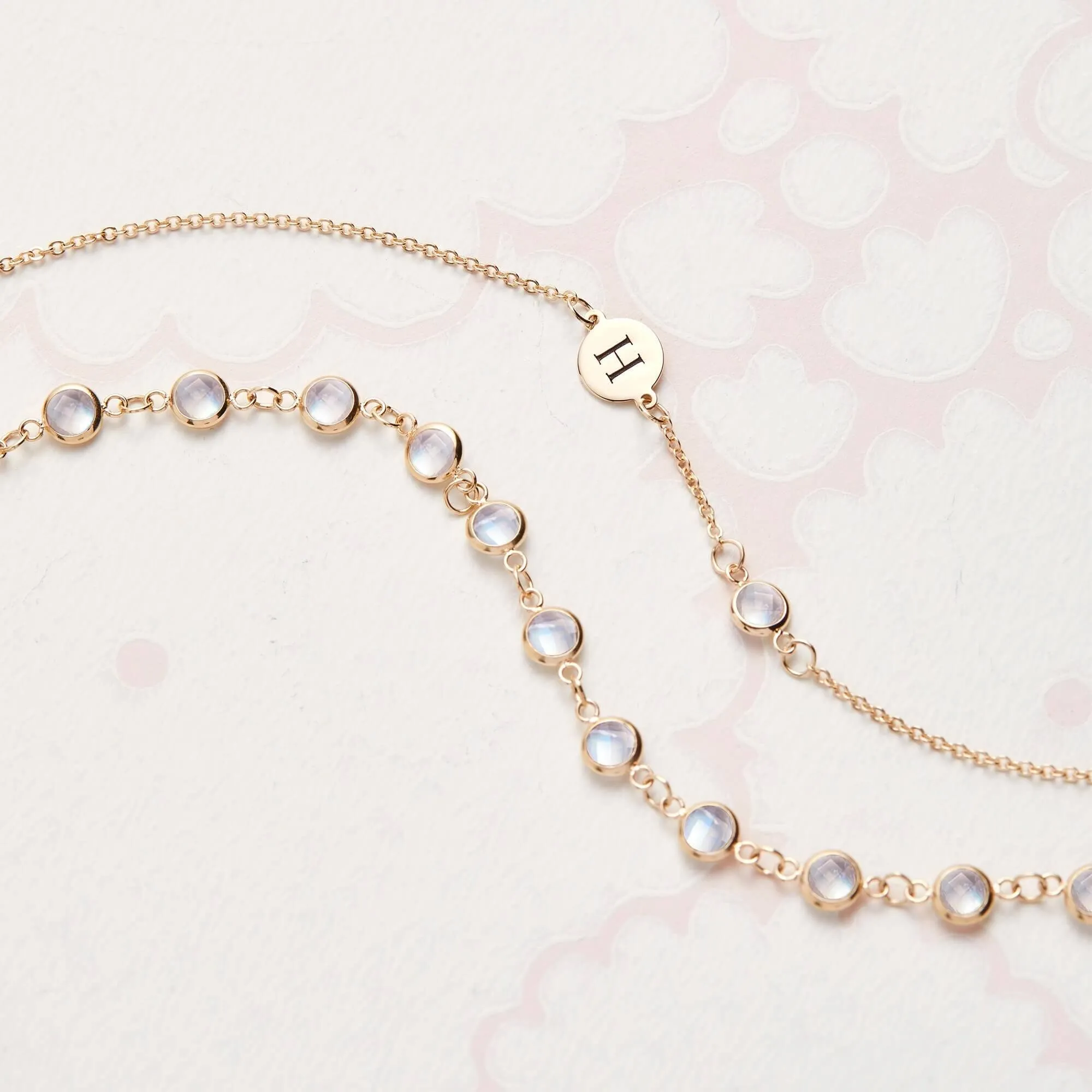 1 Letter & 1 Petite Moonstone Bracelet in 14k Gold (June) sold by Haverhill product image thumbnail 5