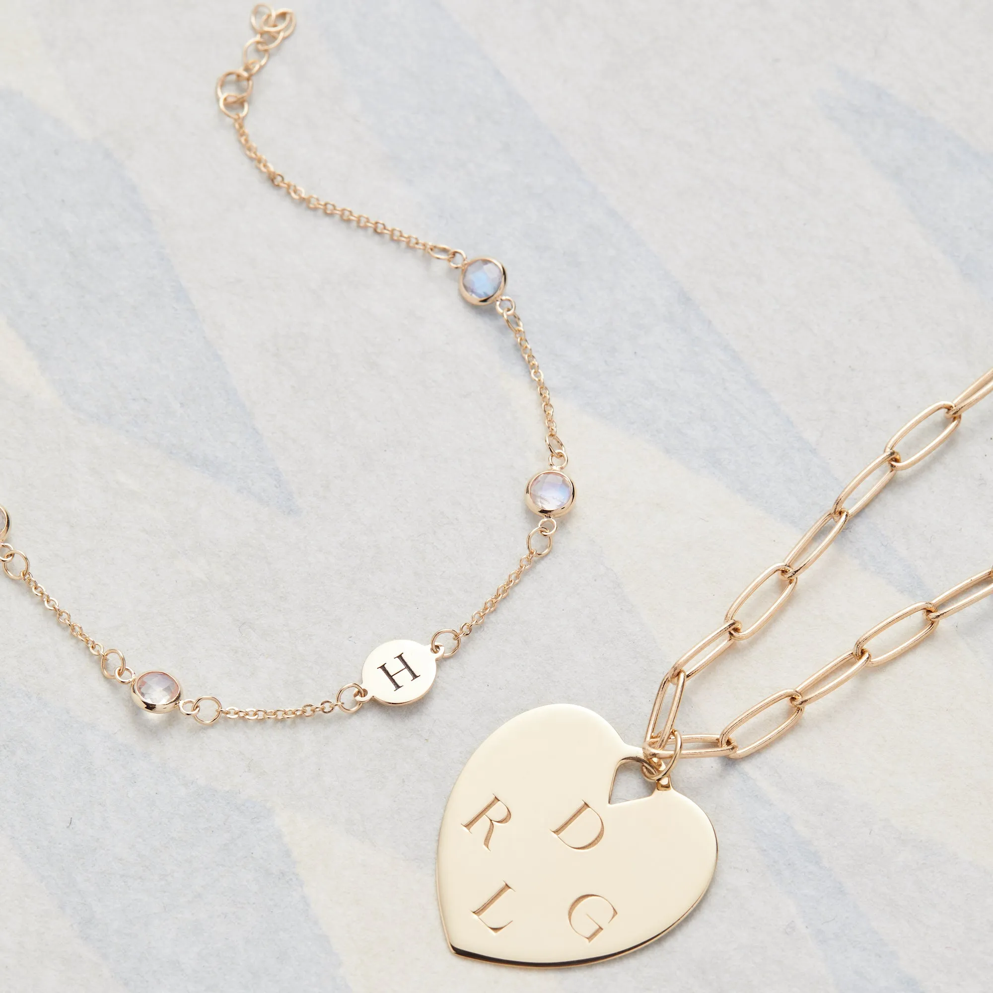 1 Letter & 4 Petite Moonstone Bracelet in 14k Gold (June) sold by Haverhill product image thumbnail 5