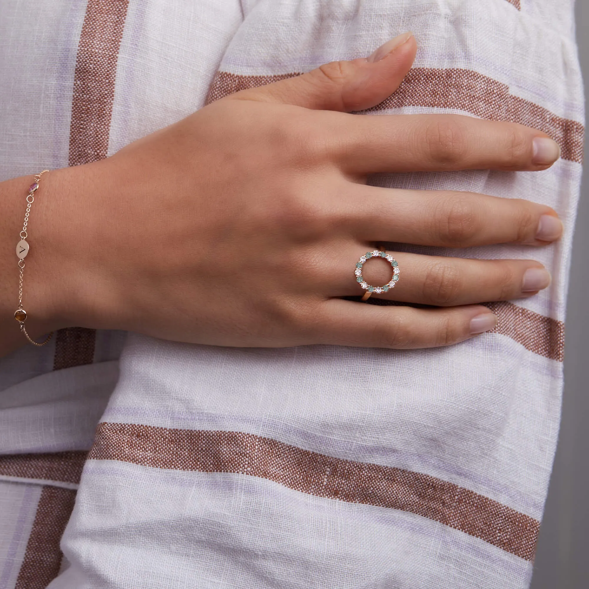 Rosecliff Circle Diamond & Nantucket Blue Topaz Ring in 14k Gold (December) sold by Haverhill product image thumbnail 3