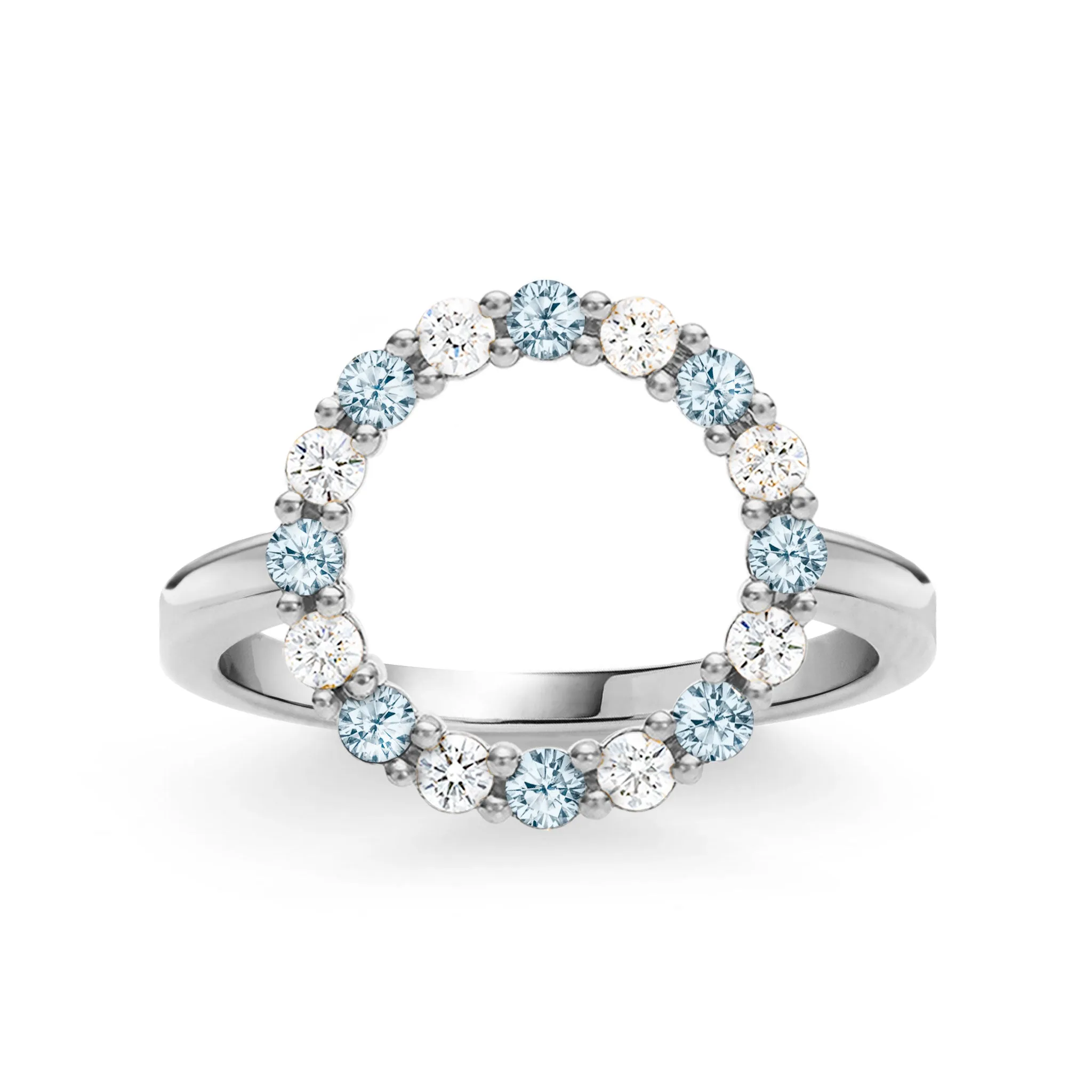 Rosecliff Circle Diamond & Nantucket Blue Topaz Ring in 14k Gold (December) sold by Haverhill product image thumbnail 5