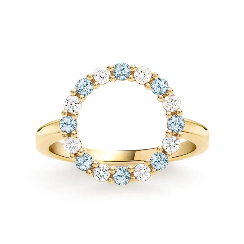 Rosecliff Circle Diamond & Nantucket Blue Topaz Ring in 14k Gold (December) sold by Haverhill