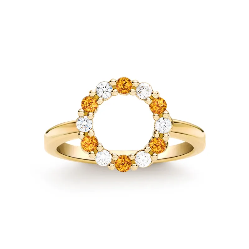 Rosecliff Small Circle Diamond & Citrine Ring in 14k Gold (November) sold by Haverhill