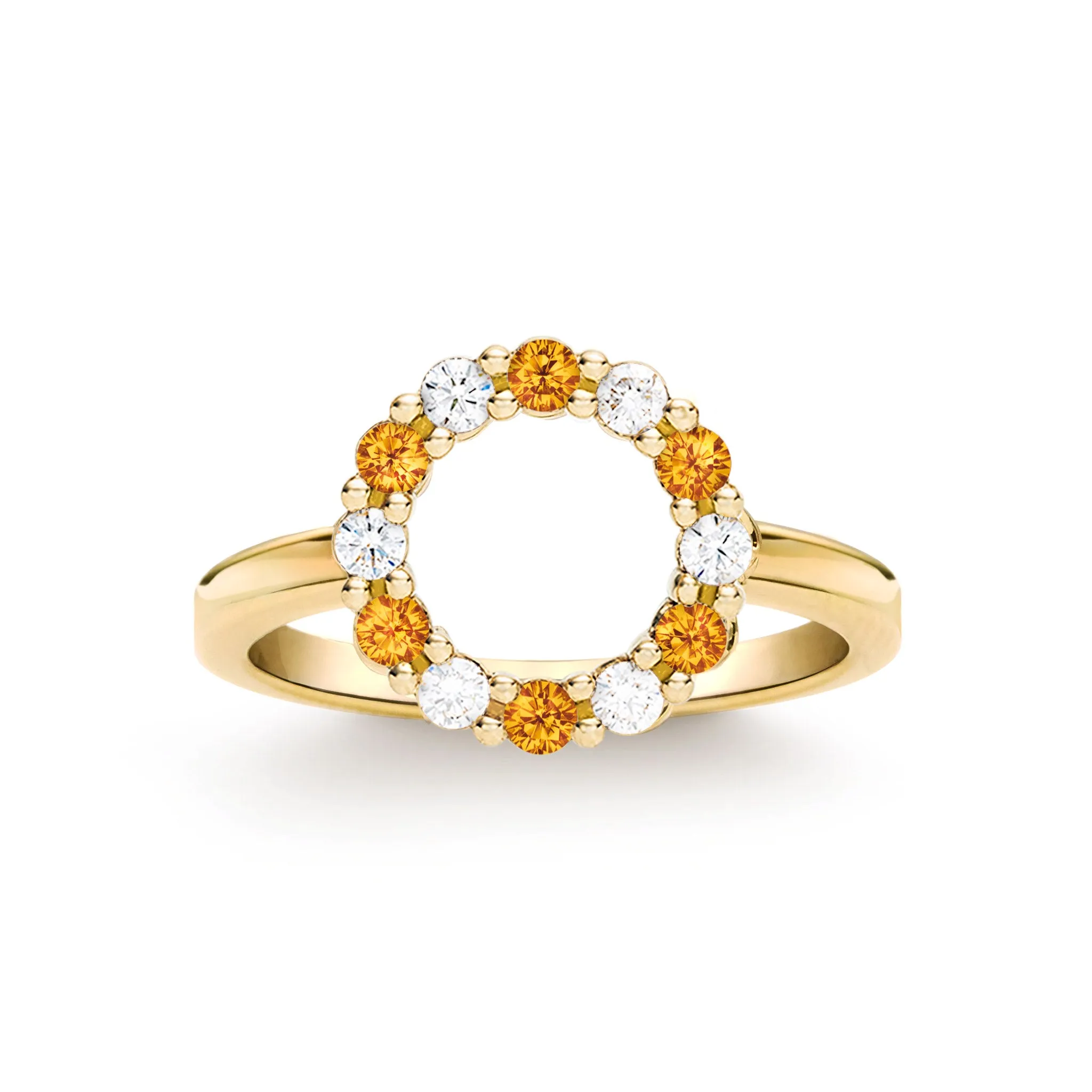 Rosecliff Small Circle Diamond & Citrine Ring in 14k Gold (November) sold by Haverhill