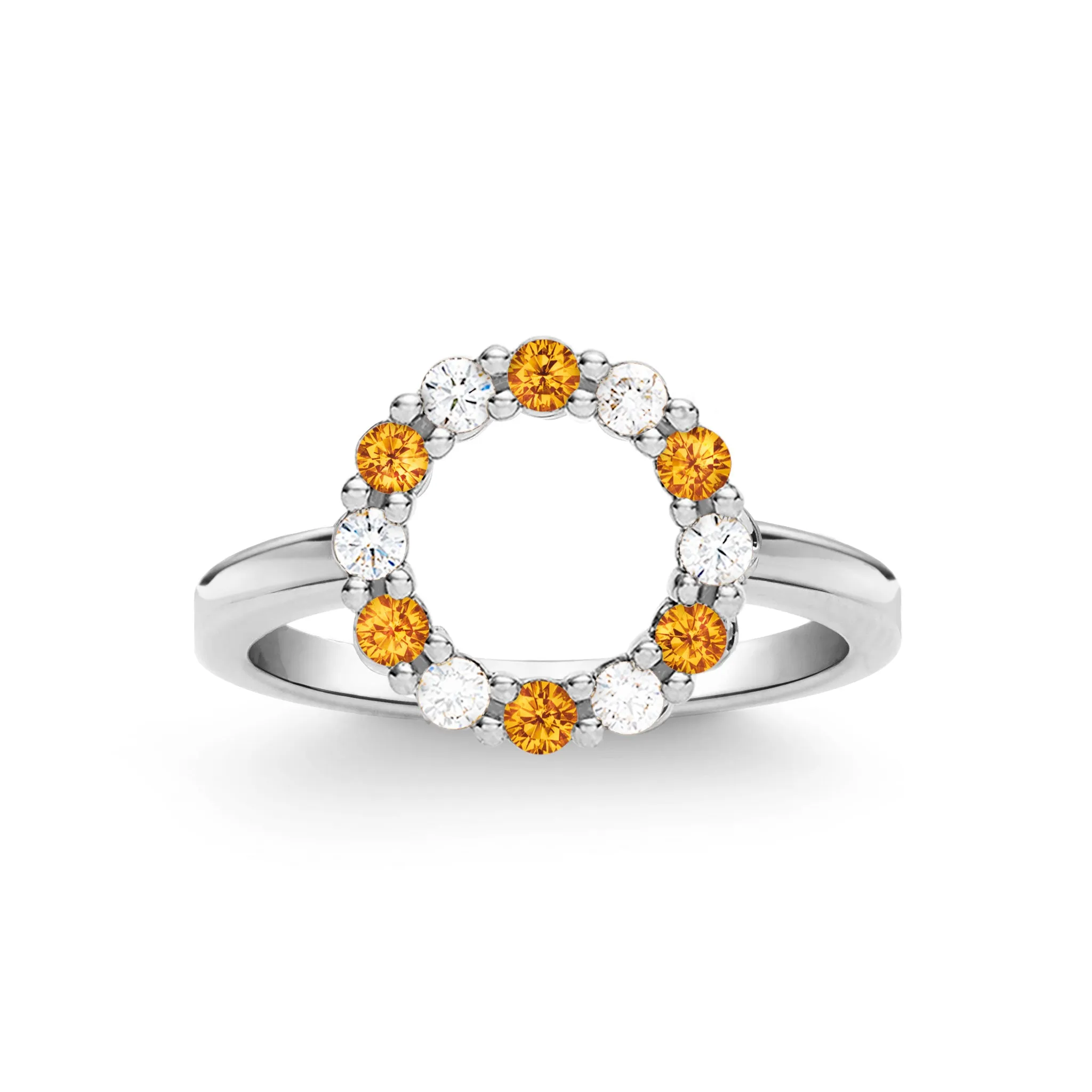 Rosecliff Small Circle Diamond & Citrine Ring in 14k Gold (November) sold by Haverhill product image thumbnail 5