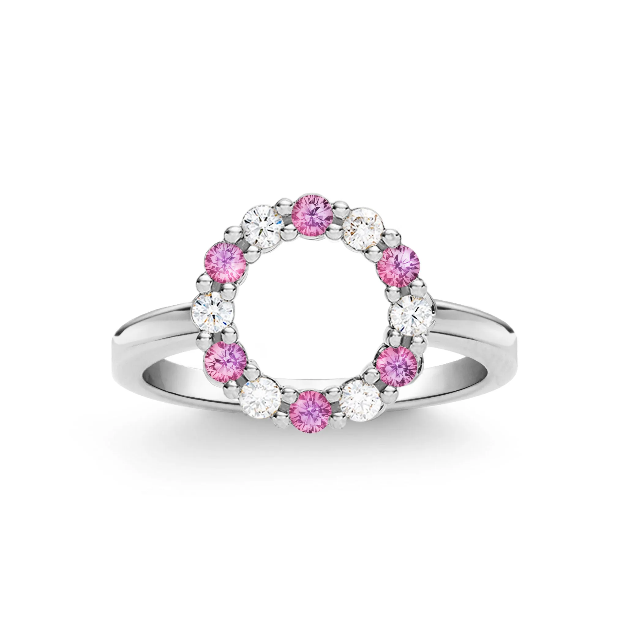 Rosecliff Small Circle Diamond & Pink Sapphire Ring in 14k Gold (October) sold by Haverhill product image thumbnail 5