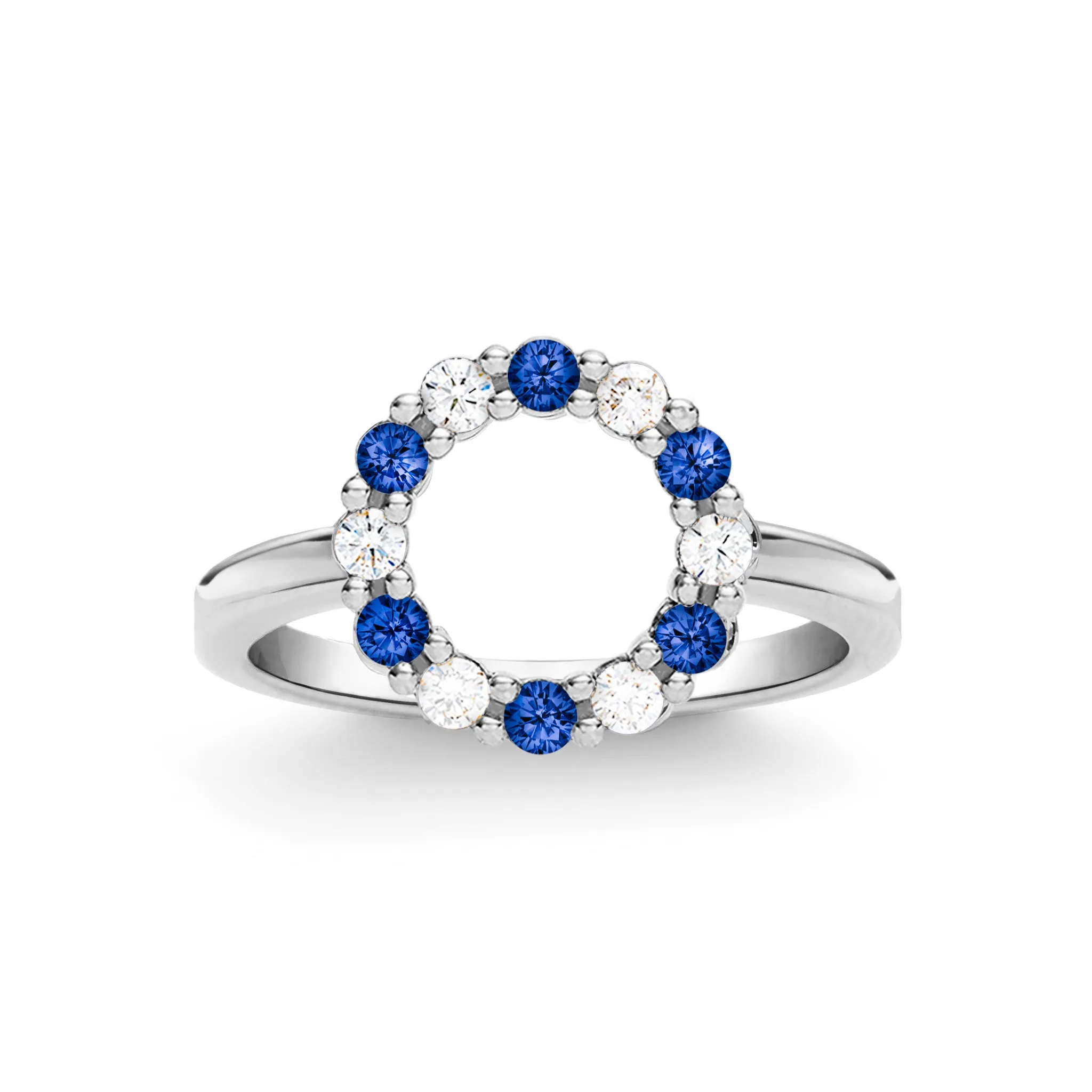 Rosecliff Small Circle Diamond & Sapphire Ring in 14k Gold (September) sold by Haverhill product image thumbnail 5