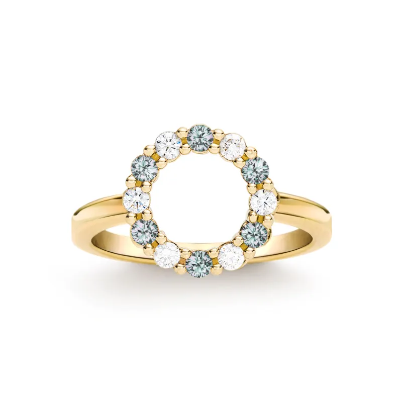Rosecliff Small Circle Diamond & Alexandrite Ring in 14k Gold (June) sold by Haverhill