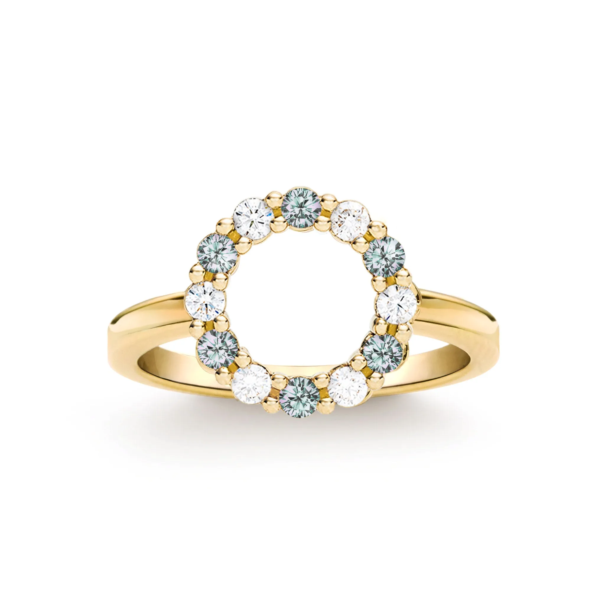 Rosecliff Small Circle Diamond & Alexandrite Ring in 14k Gold (June) sold by Haverhill