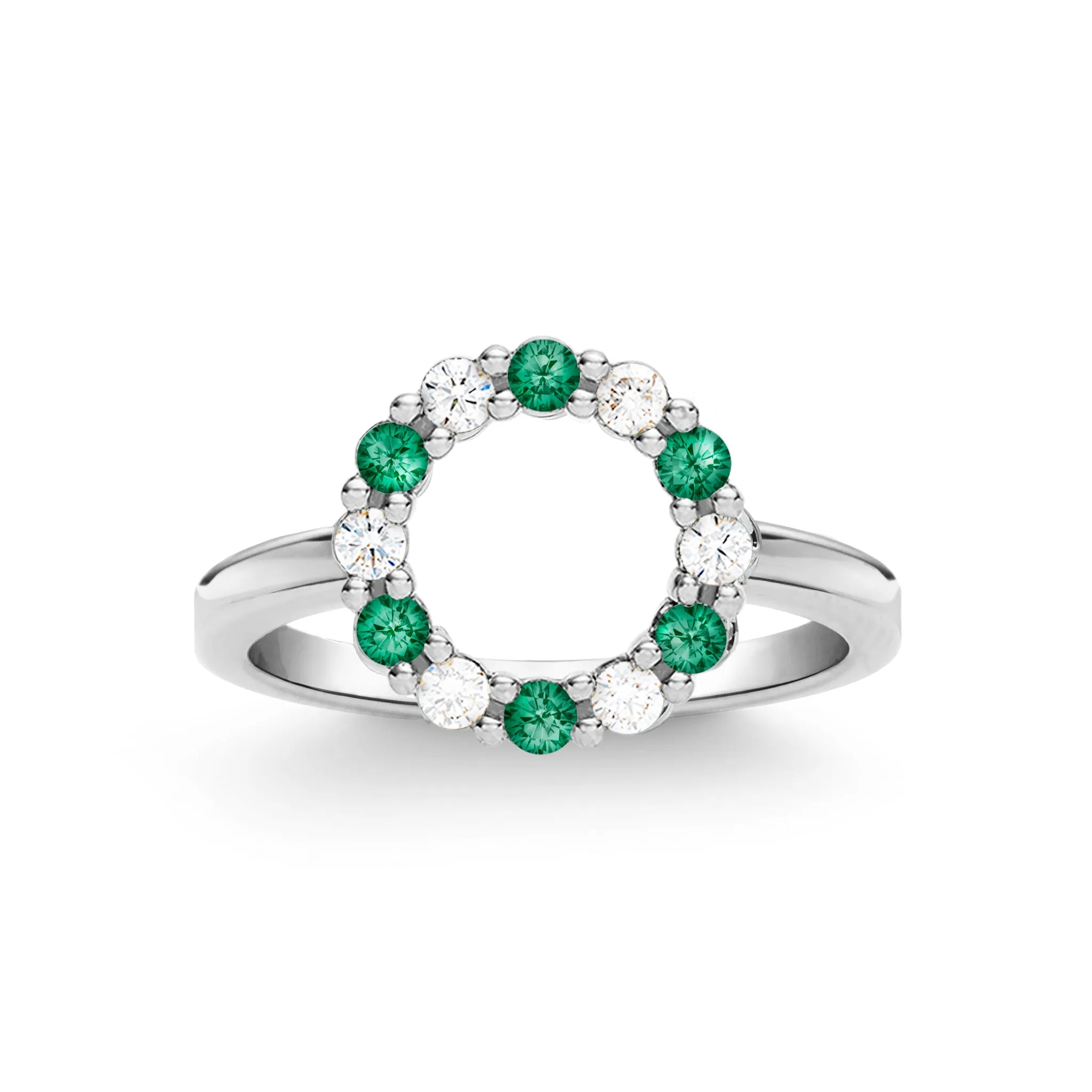 Rosecliff Small Circle Diamond & Emerald Ring in 14k Gold (May) sold by Haverhill product image thumbnail 5