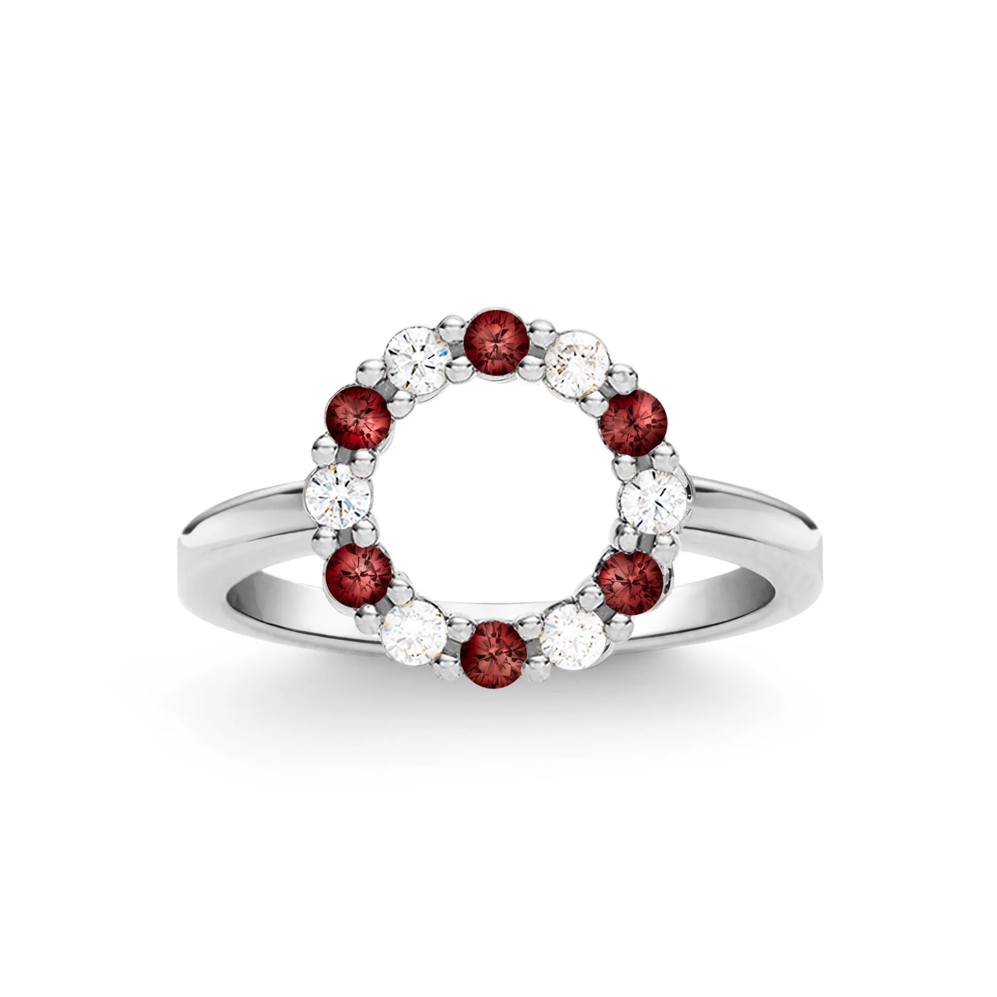Rosecliff Small Circle Diamond & Garnet Ring in 14k Gold (January) sold by Haverhill product image thumbnail 5