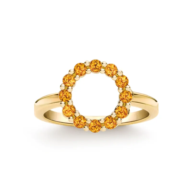 Rosecliff Small Circle Citrine Ring in 14k Gold (November) sold by Haverhill