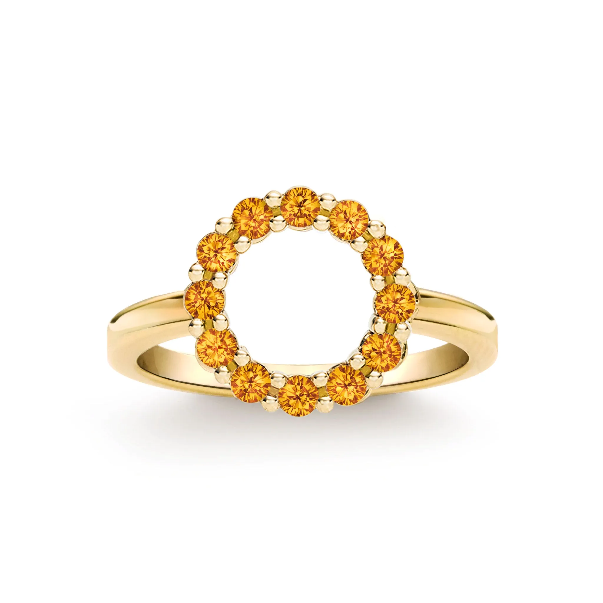 Rosecliff Small Circle Citrine Ring in 14k Gold (November) sold by Haverhill
