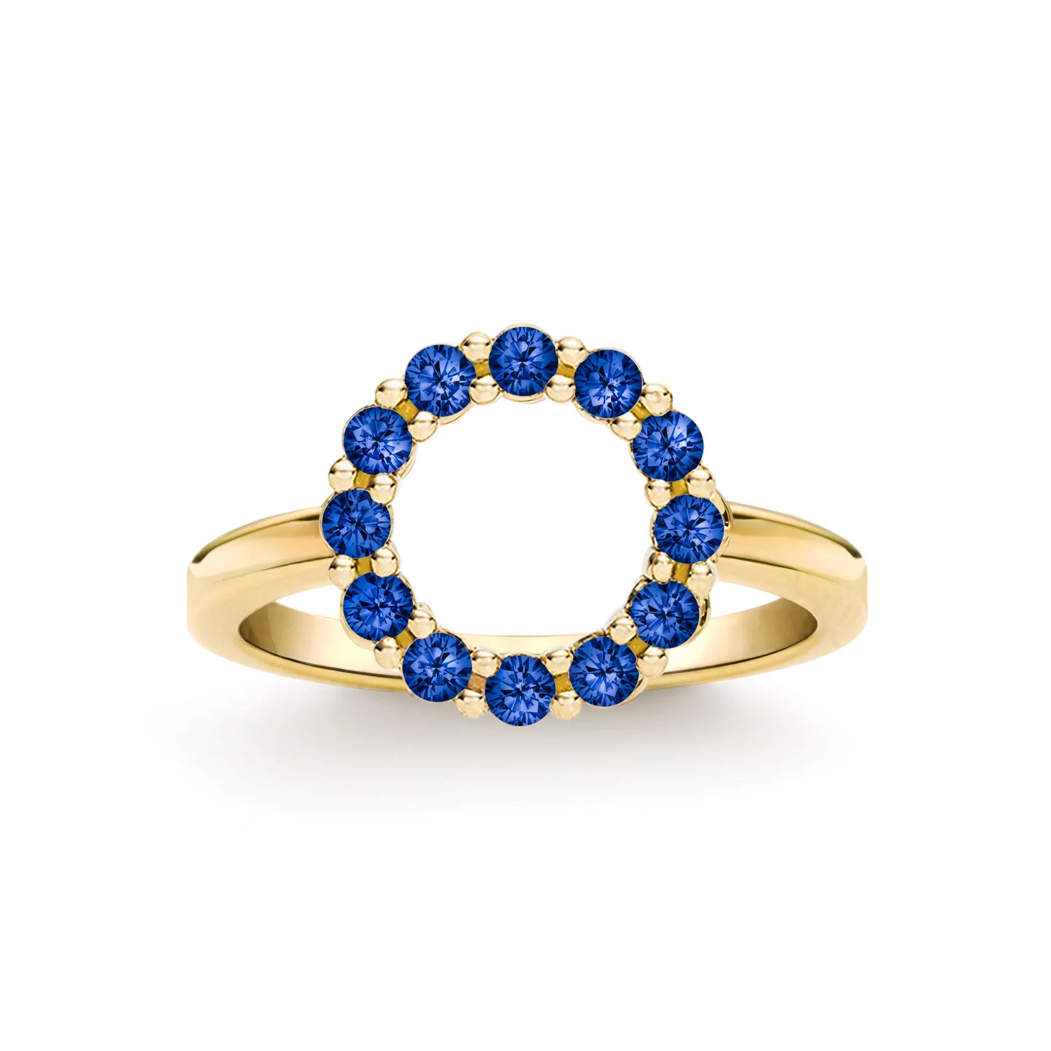 Rosecliff Small Circle Sapphire Ring in 14k Gold (September) sold by Haverhill