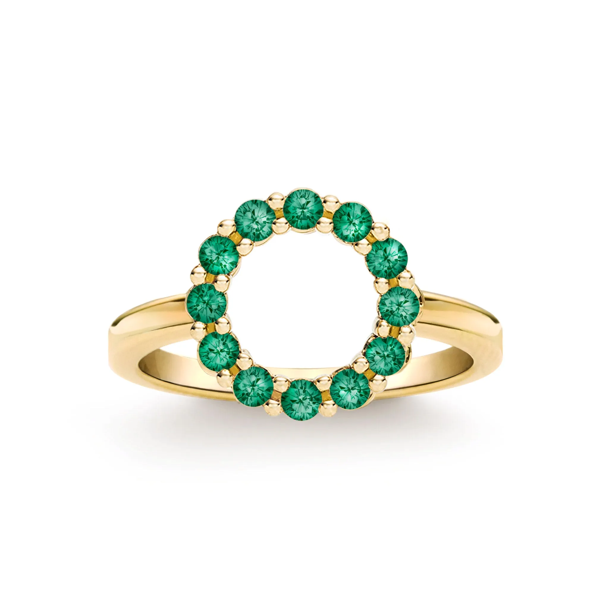 Rosecliff Small Circle Emerald Ring in 14k Gold (May) sold by Haverhill