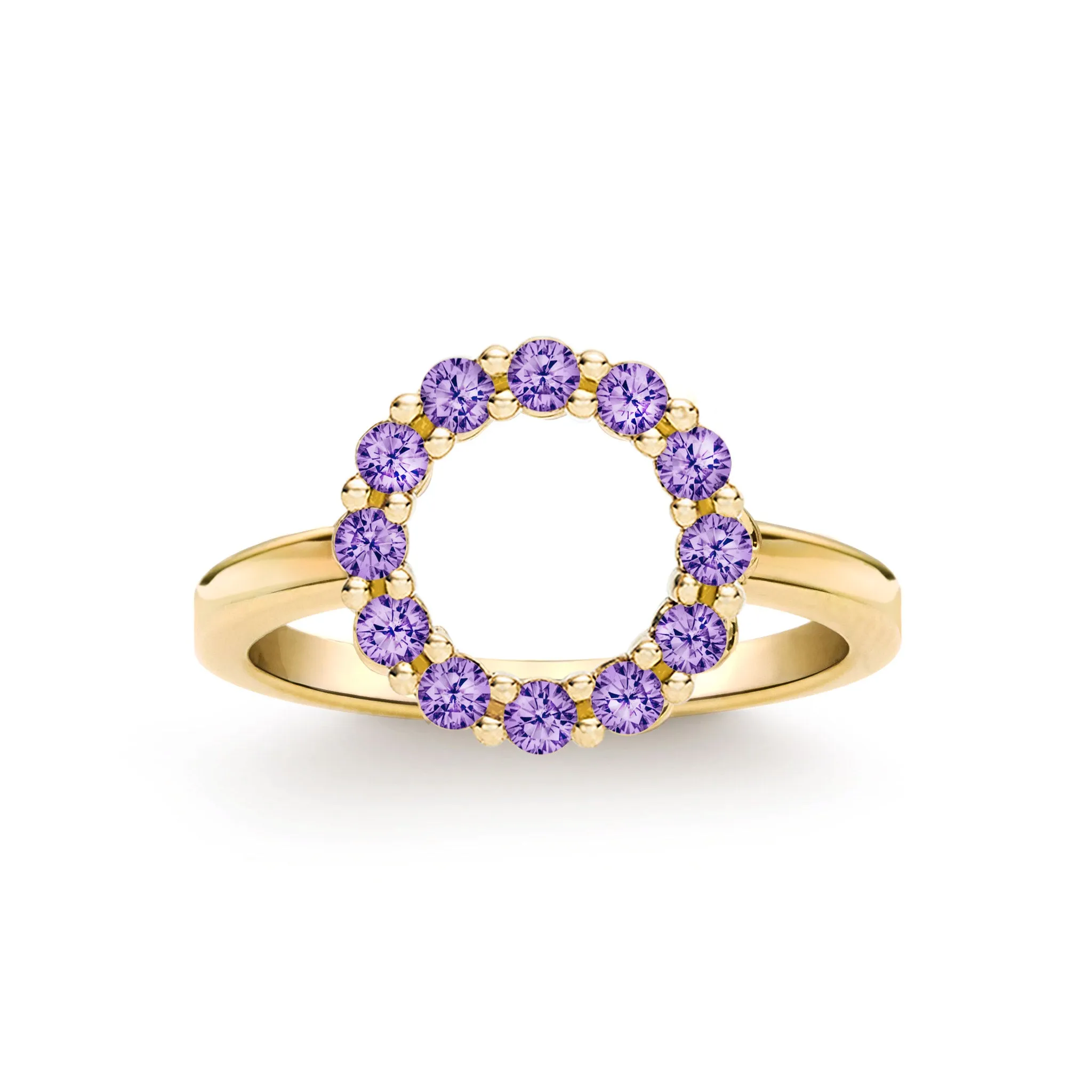 Rosecliff Small Circle Amethyst Ring in 14k Gold (February) sold by Haverhill