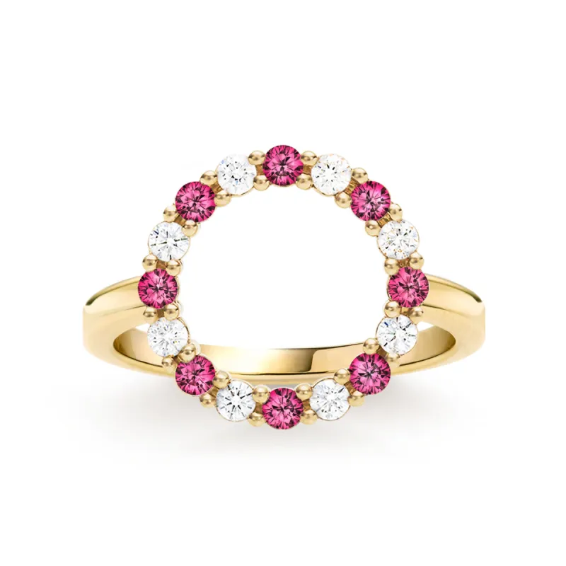 Rosecliff Circle Diamond & Ruby Ring in 14k Gold (July) sold by Haverhill