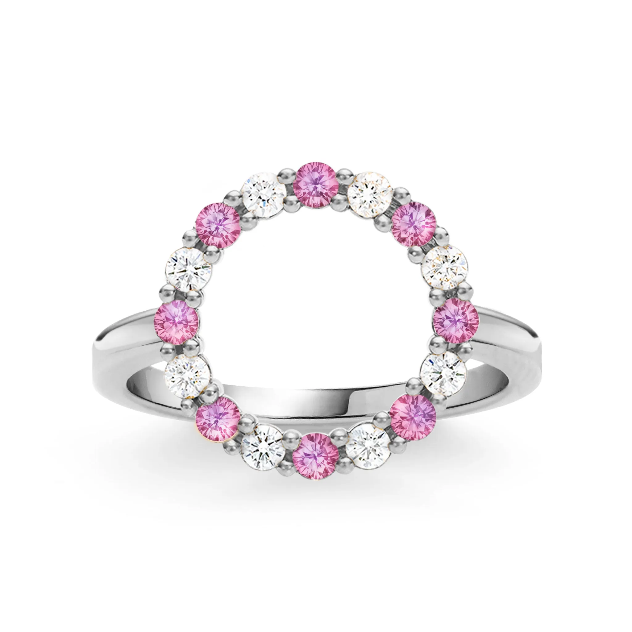 Rosecliff Circle Diamond & Pink Sapphire Ring in 14k Gold (October) sold by Haverhill product image thumbnail 5
