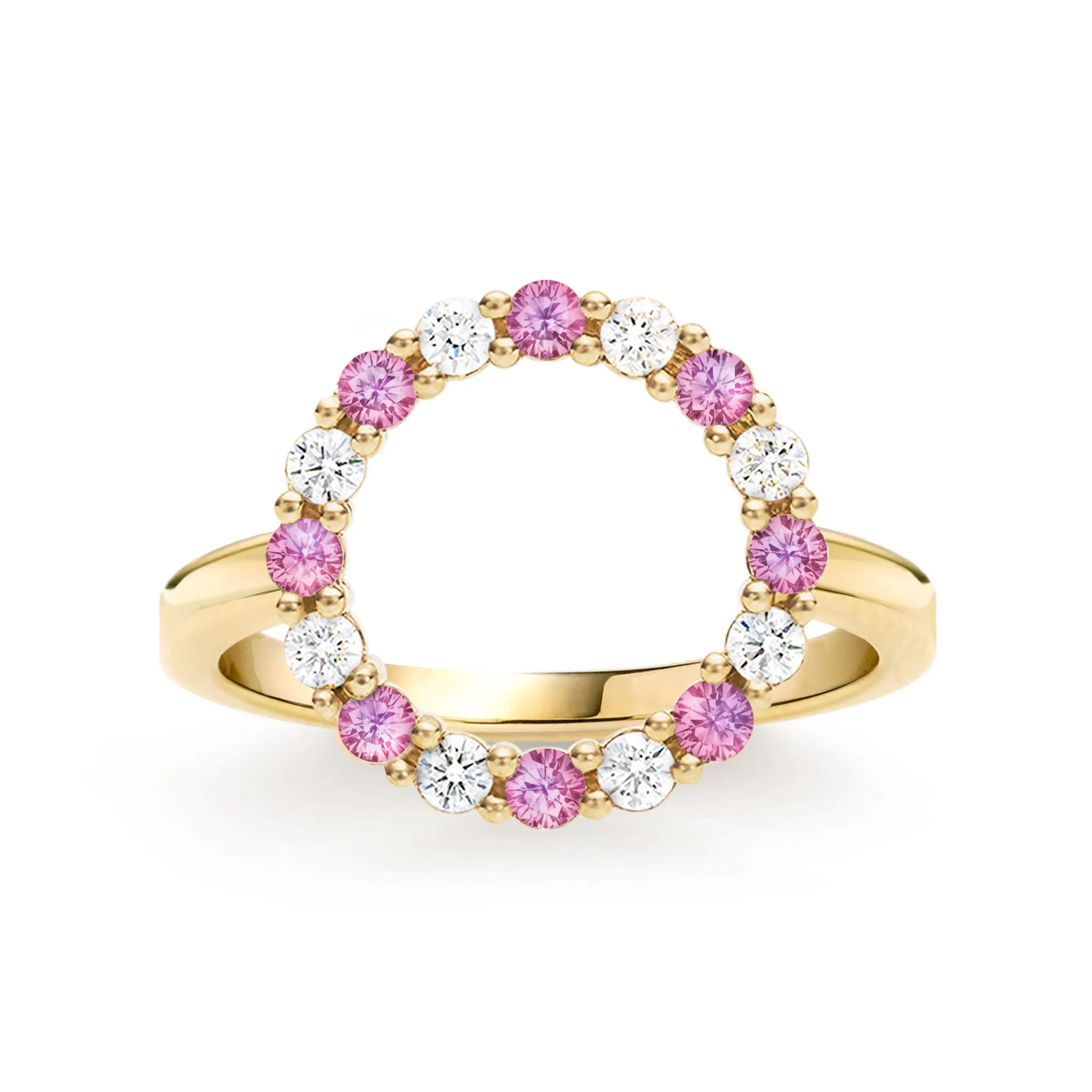 Rosecliff Circle Diamond & Pink Sapphire Ring in 14k Gold (October) sold by Haverhill