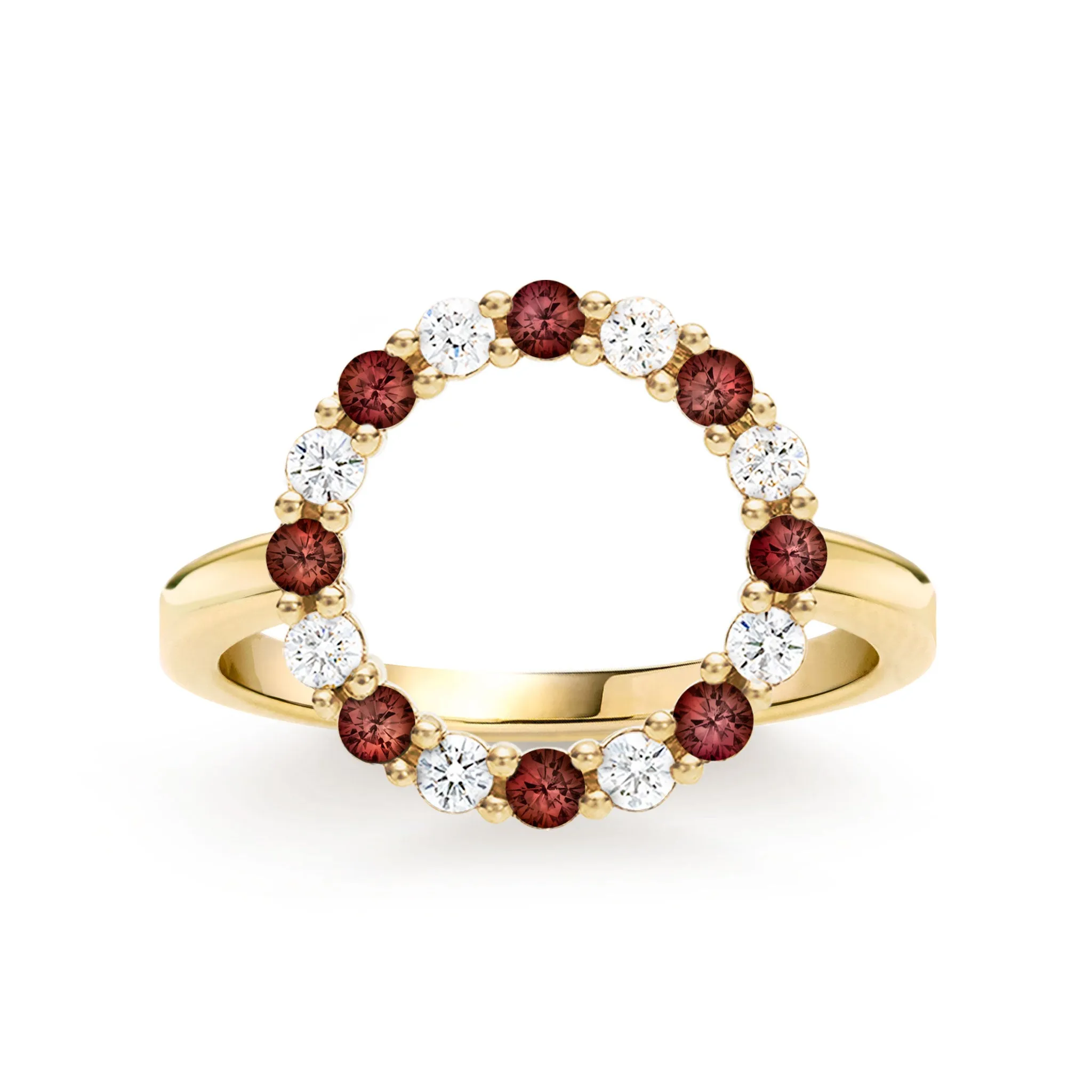 Rosecliff Circle Diamond & Garnet Ring in 14k Gold (January) sold by Haverhill