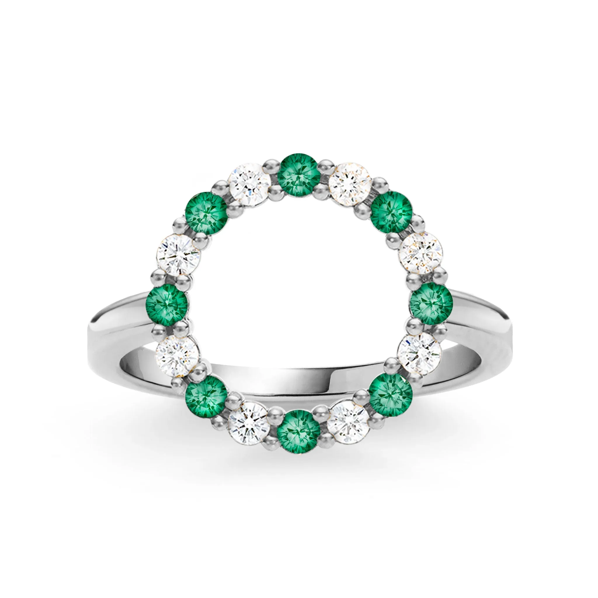 Rosecliff Circle Diamond & Emerald Ring in 14k Gold (May) sold by Haverhill product image thumbnail 5