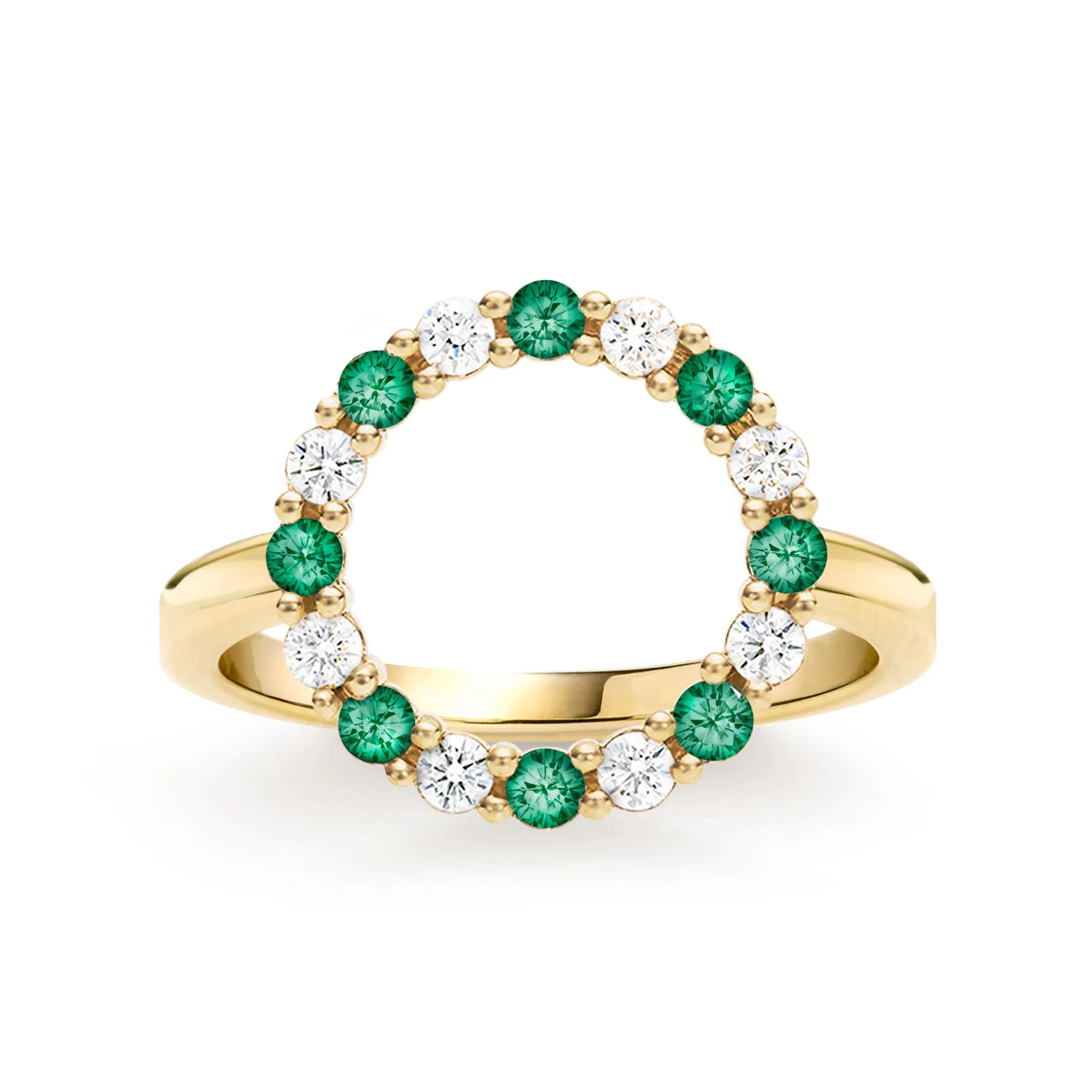 Rosecliff Circle Diamond & Emerald Ring in 14k Gold (May) sold by Haverhill