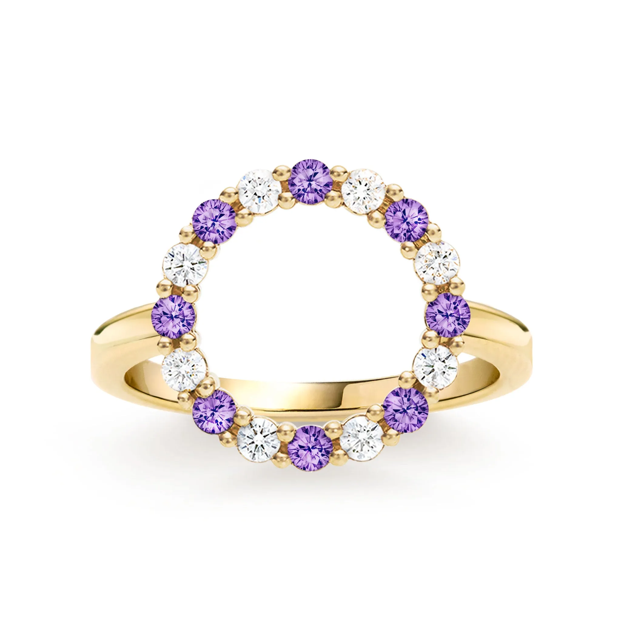 Rosecliff Circle Diamond & Amethyst Ring in 14k Gold (February) sold by Haverhill