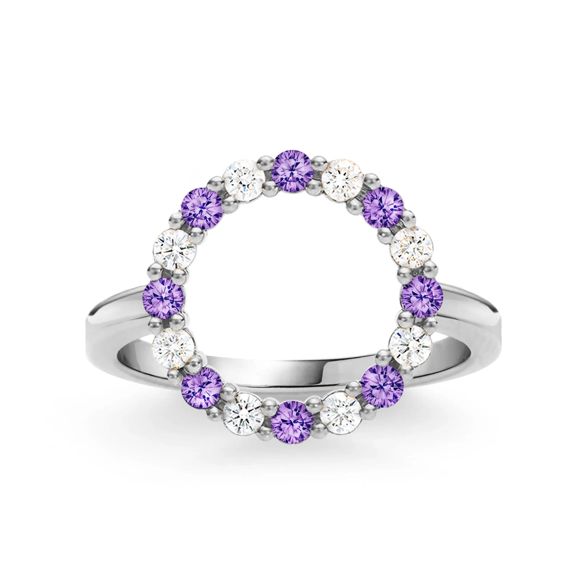 Rosecliff Circle Diamond & Amethyst Ring in 14k Gold (February) sold by Haverhill product image thumbnail 5