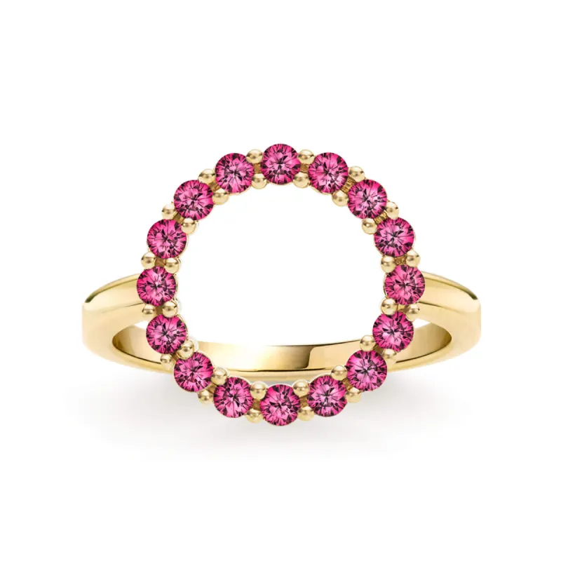 Rosecliff Circle Ruby Ring in 14k Gold (July) sold by Haverhill