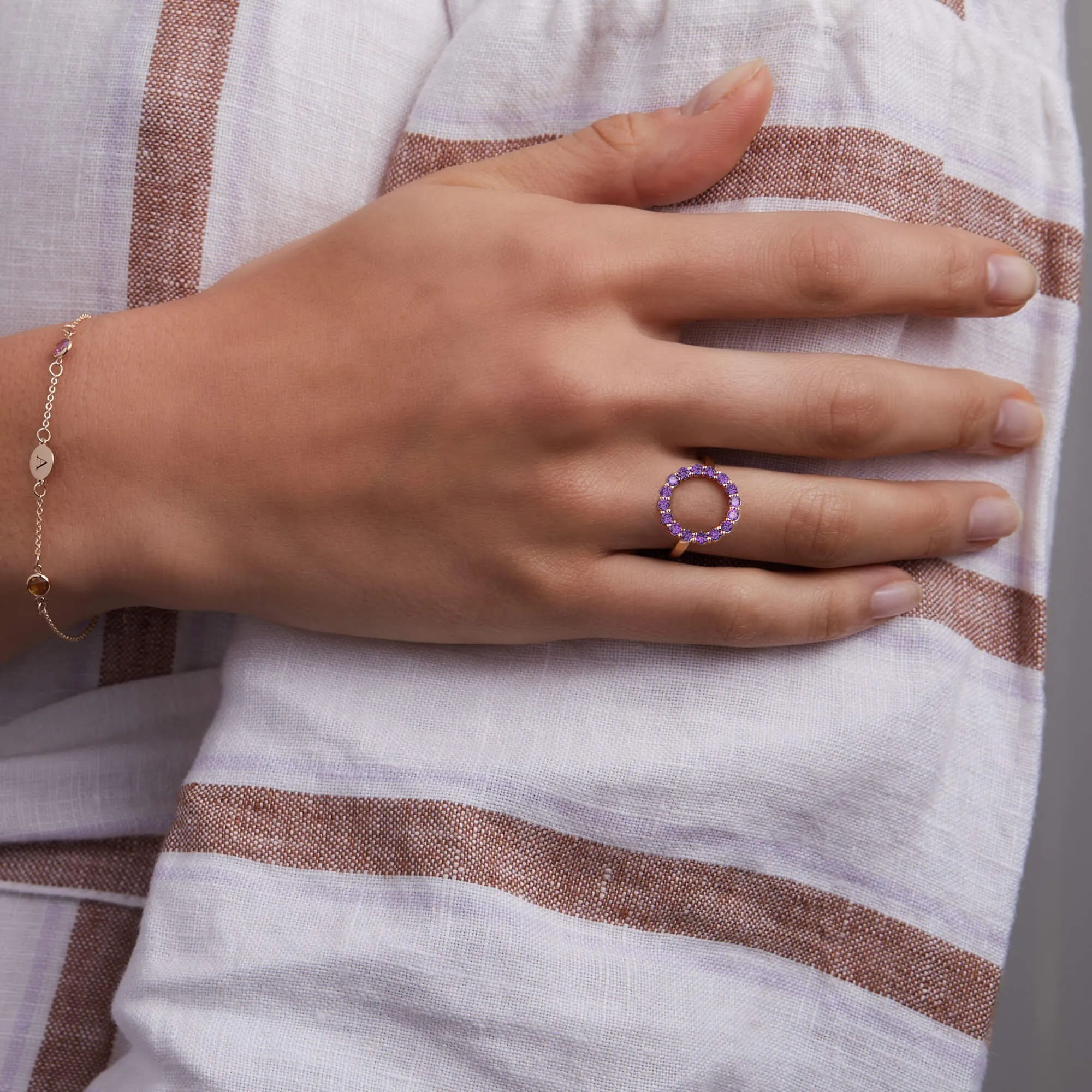 Rosecliff Circle Amethyst Ring in 14k Gold (February) sold by Haverhill product image thumbnail 3