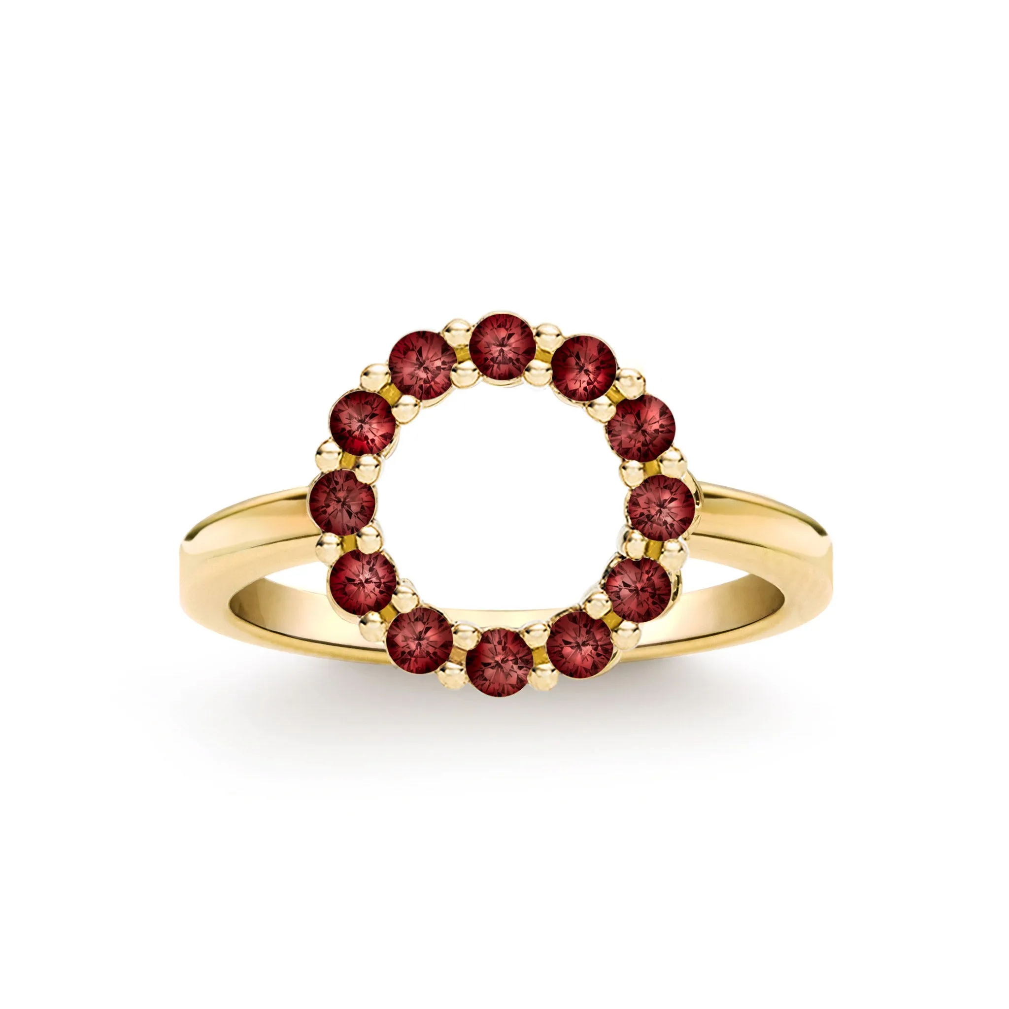 Rosecliff Small Circle Garnet Ring in 14k Gold (January) sold by Haverhill