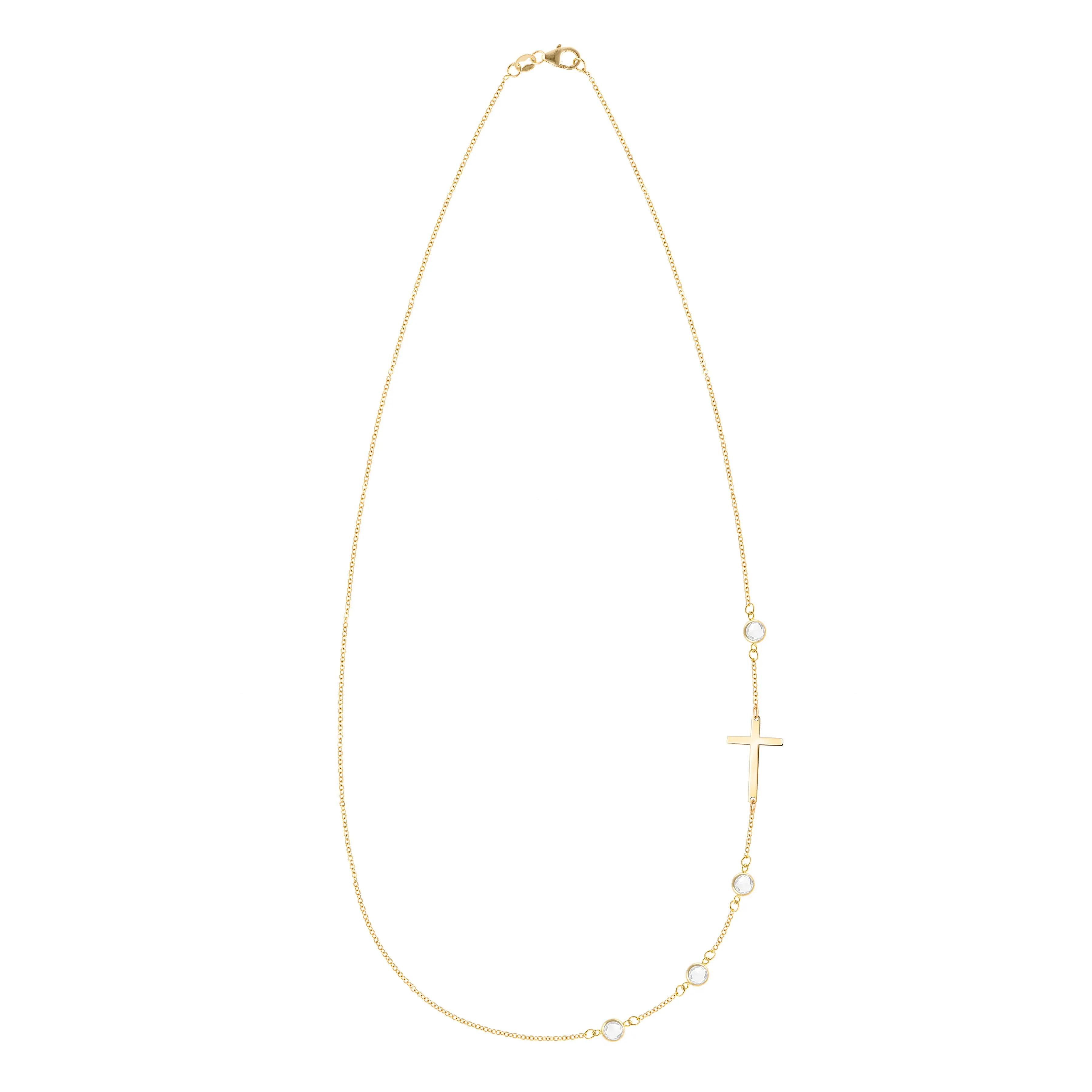 Cross & Petite 4 Birthstone Necklace in 14k Gold sold by Haverhill product image thumbnail 5