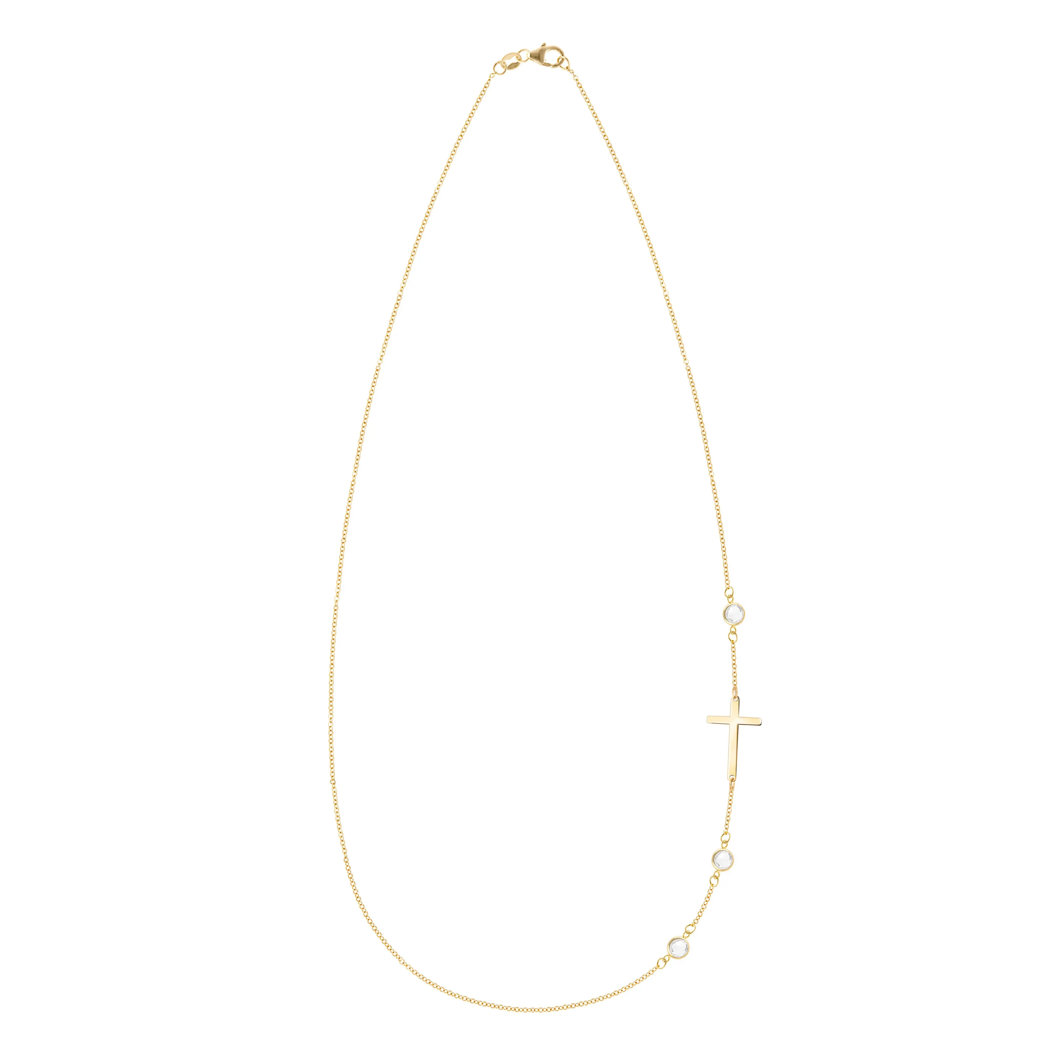 Cross & Petite 3 Birthstone Necklace in 14k Gold sold by Haverhill product image thumbnail 4