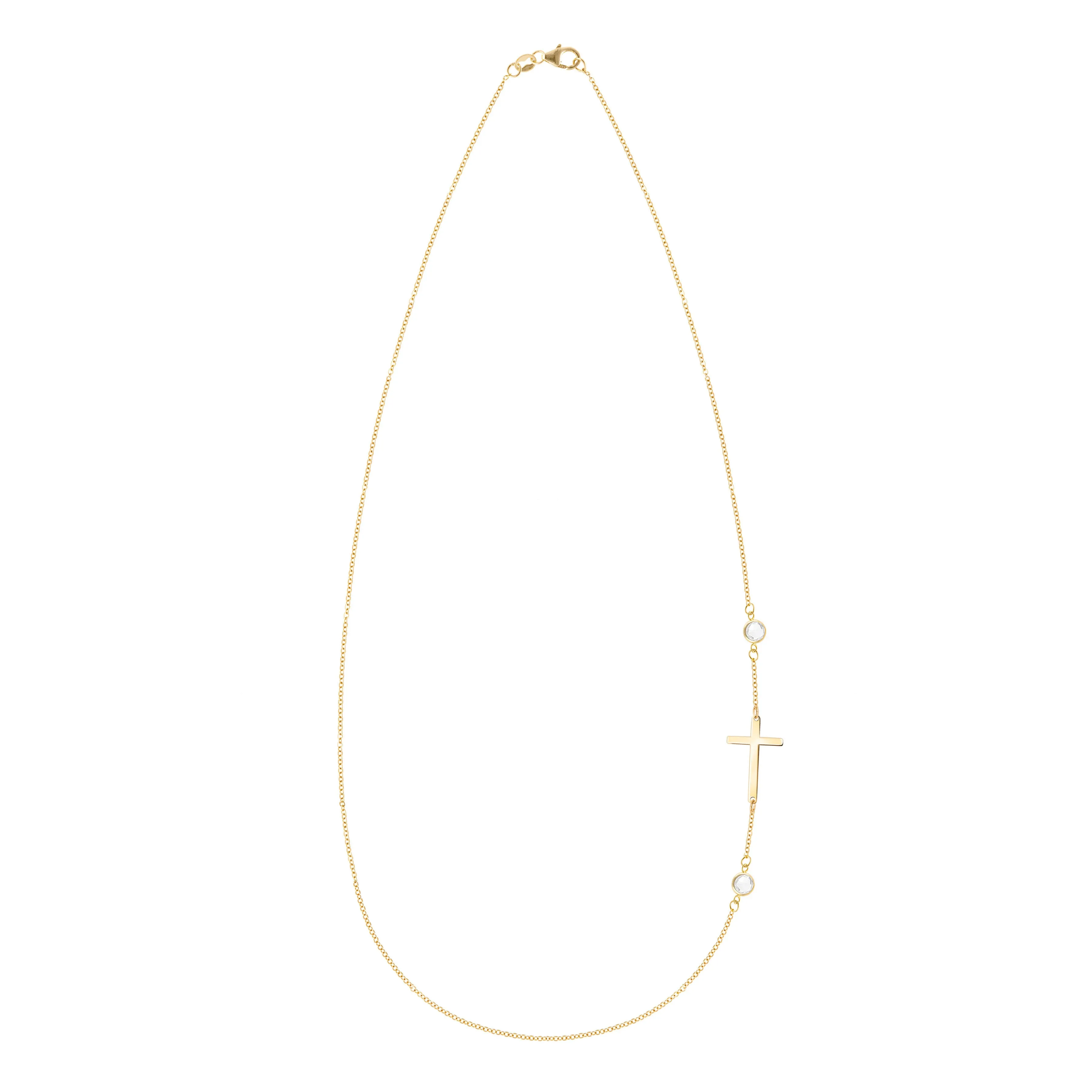 Cross & Petite 2 Birthstone Necklace in 14k Gold sold by Haverhill product image thumbnail 4