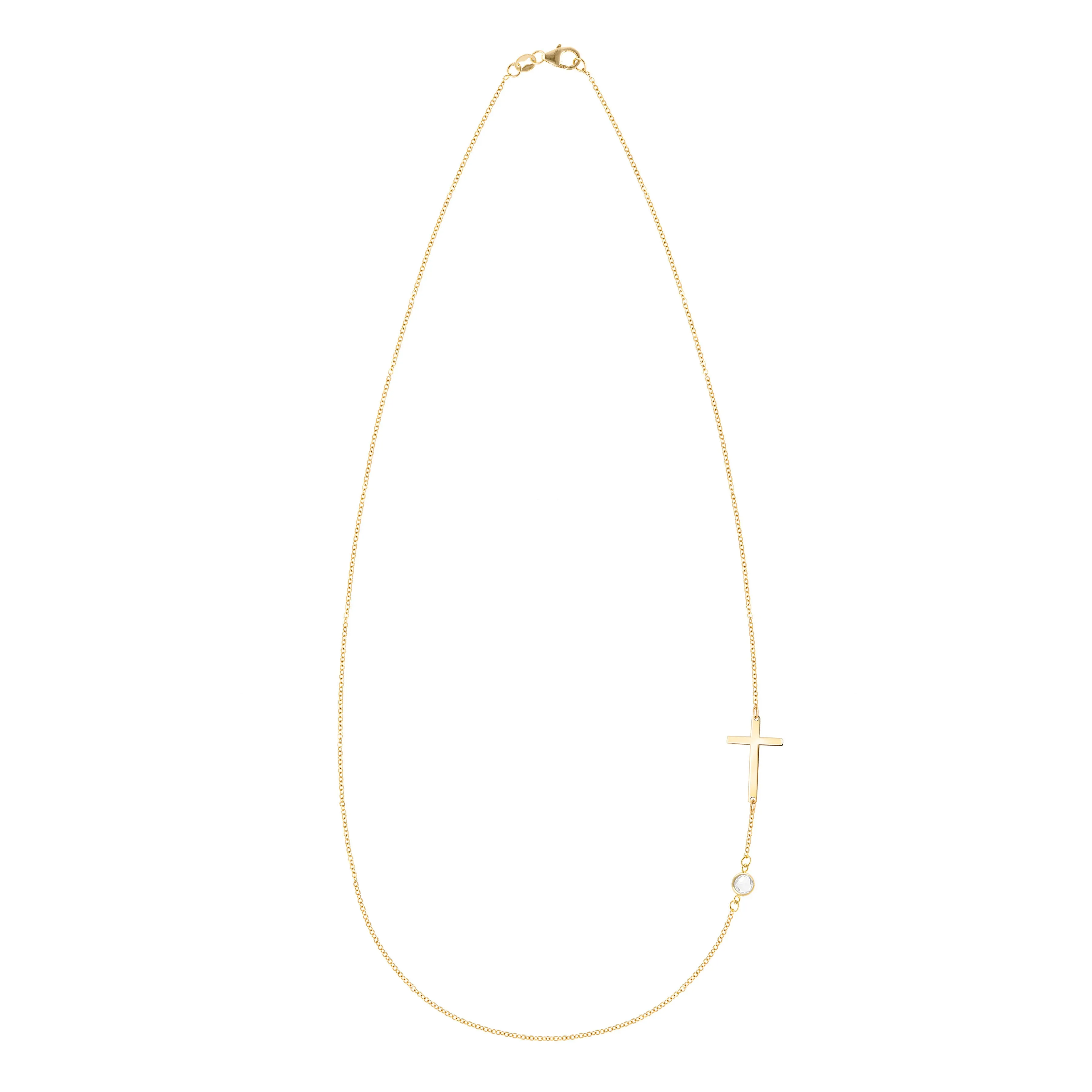 Cross & Petite 1 Birthstone Necklace in 14k Gold sold by Haverhill product image thumbnail 4