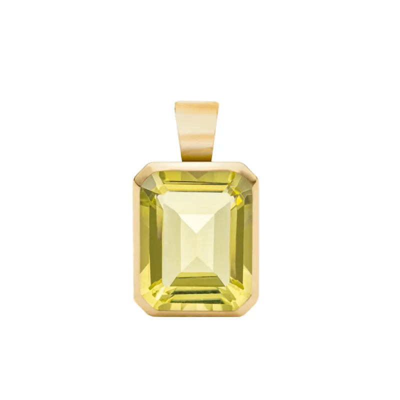 Warren Lemon Verbena Quartz Pendant in 14k Gold (August) sold by Haverhill