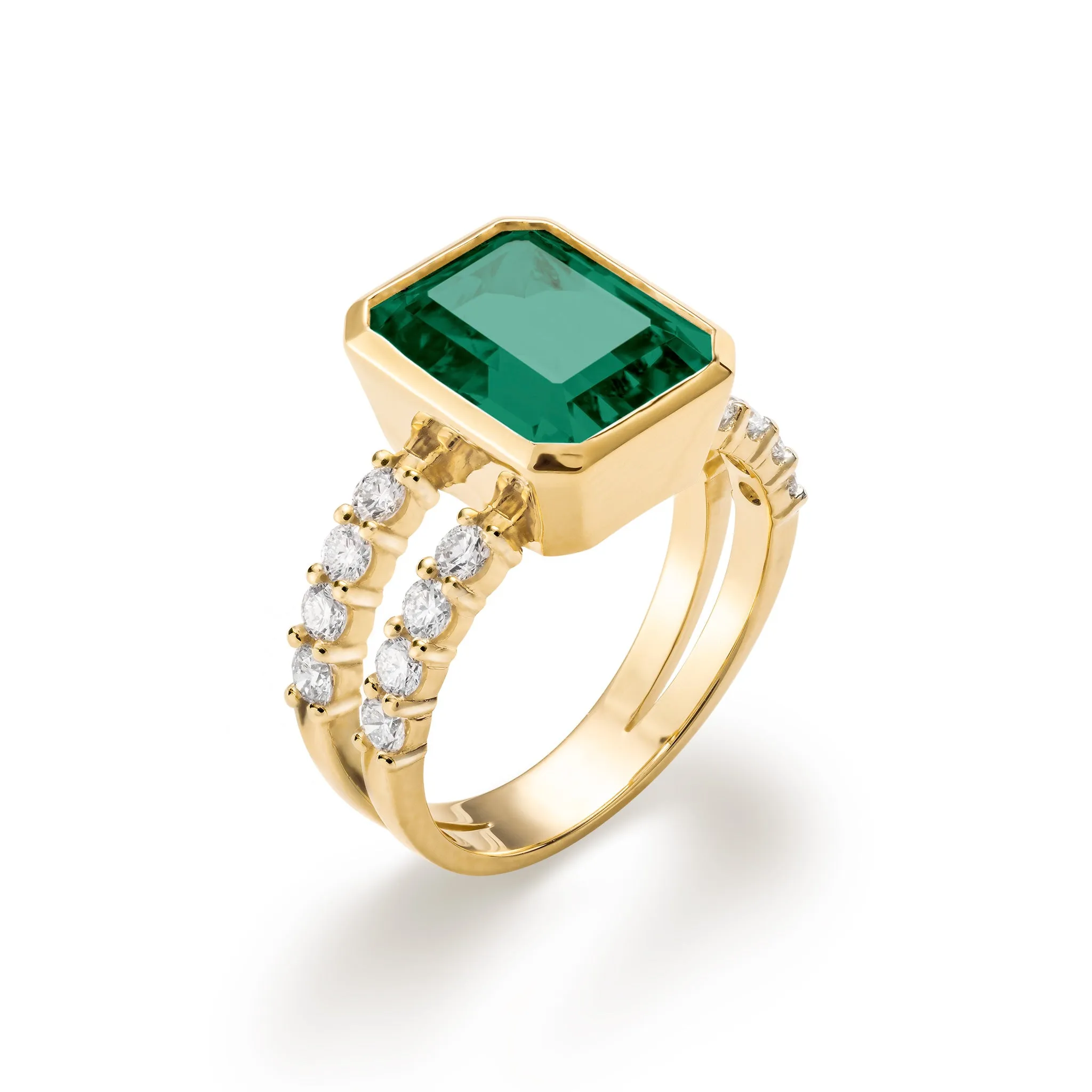 Warren Vertical Emerald Ring with Diamonds in 14k Gold (May) sold by Haverhill product image thumbnail 4
