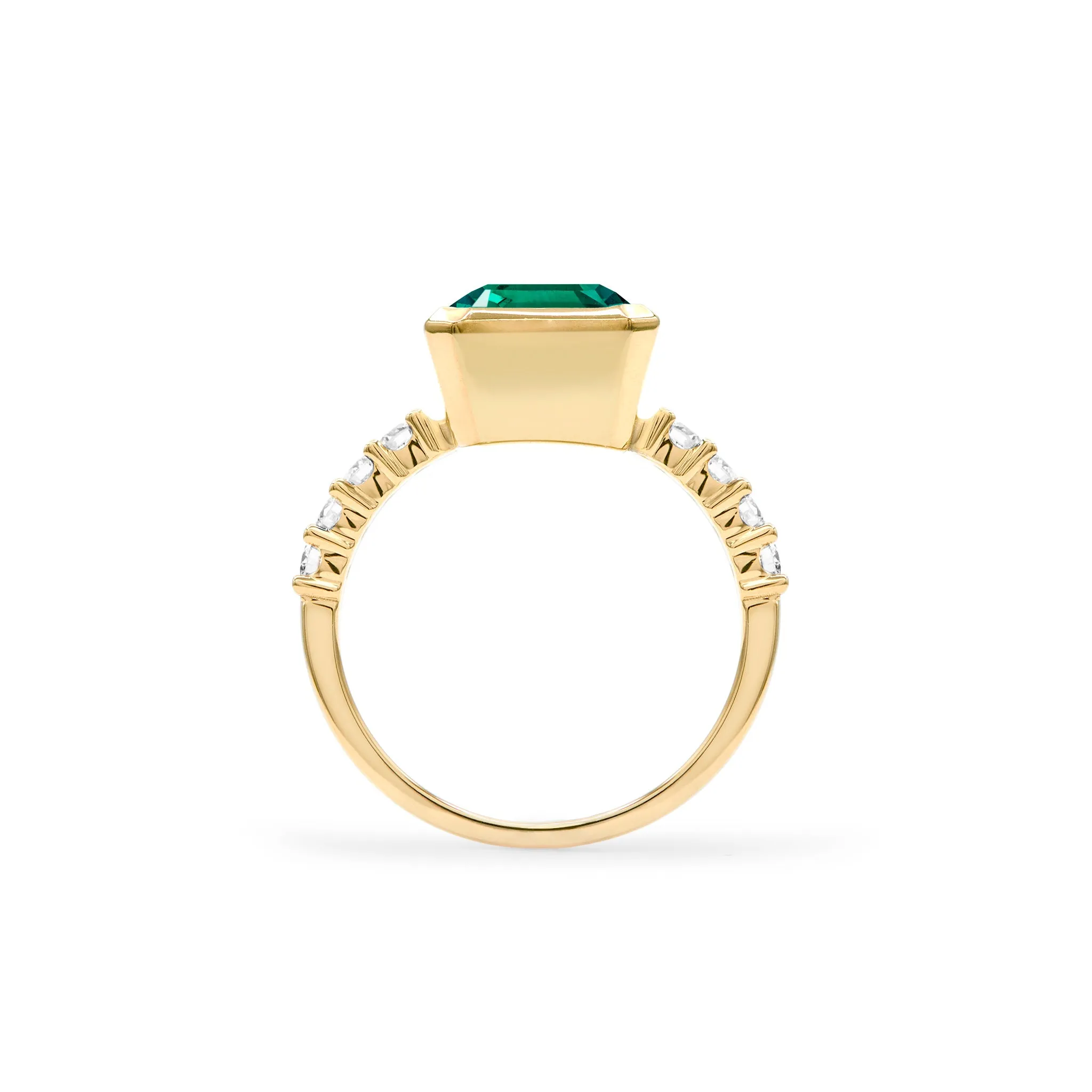 Warren Vertical Emerald Ring with Diamonds in 14k Gold (May) sold by Haverhill product image thumbnail 5