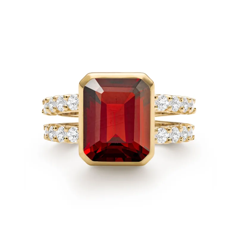 Warren Vertical Garnet Ring with Diamonds in 14k Gold (January) sold by Haverhill