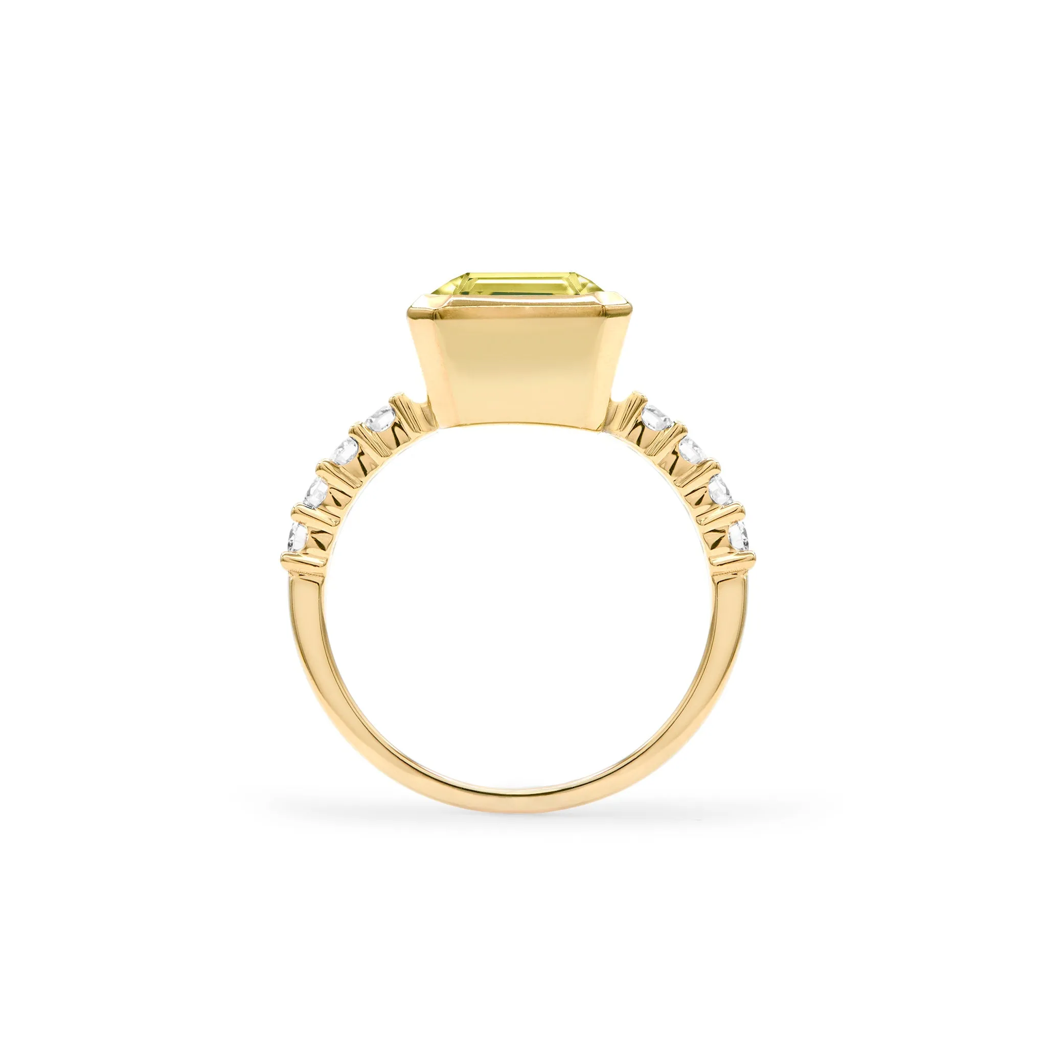 Warren Vertical Lemon Verbena Quartz Ring with Diamonds in 14k Gold (August) sold by Haverhill product image thumbnail 5