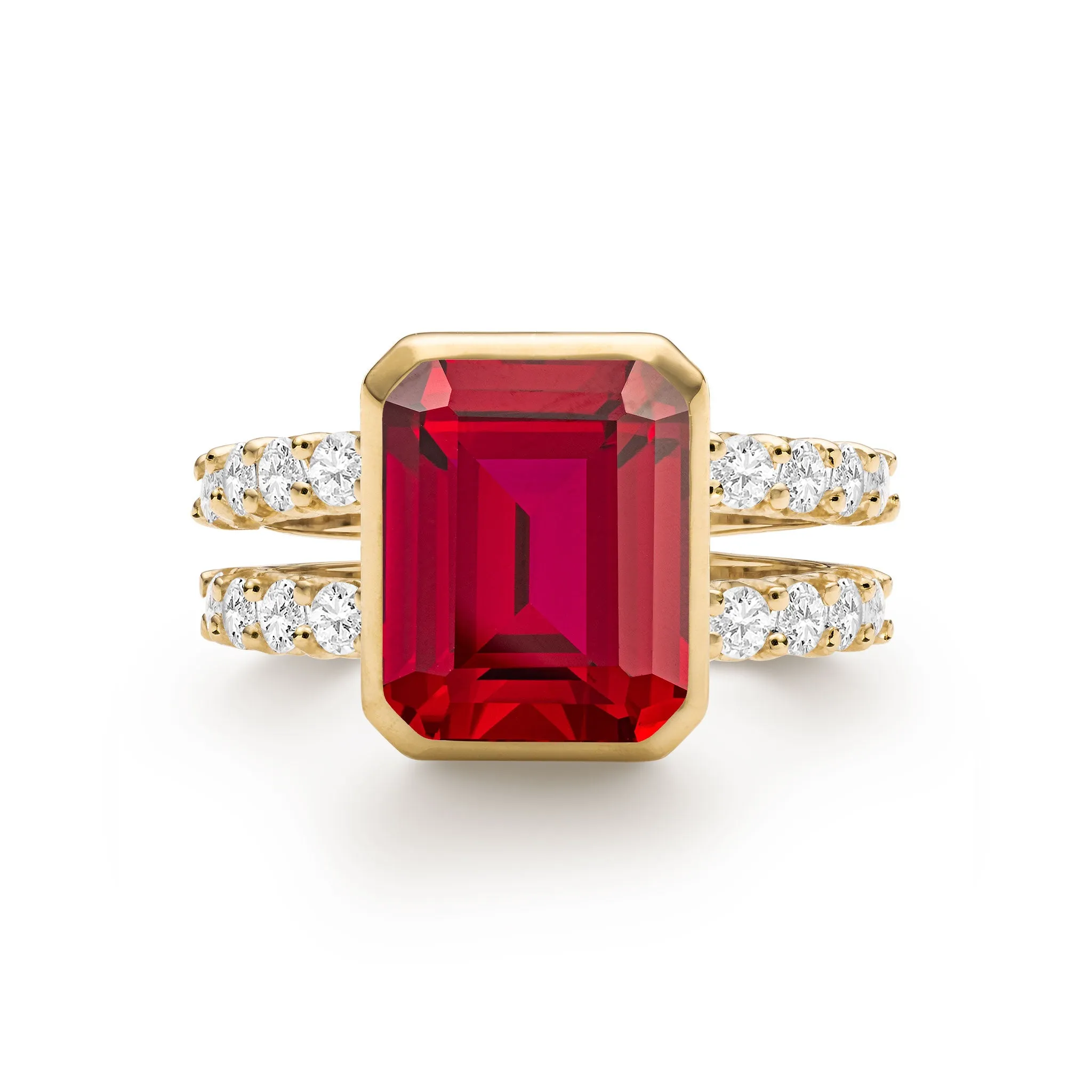 Warren Vertical Ruby Ring with Diamonds in 14k Gold (July) sold by Haverhill