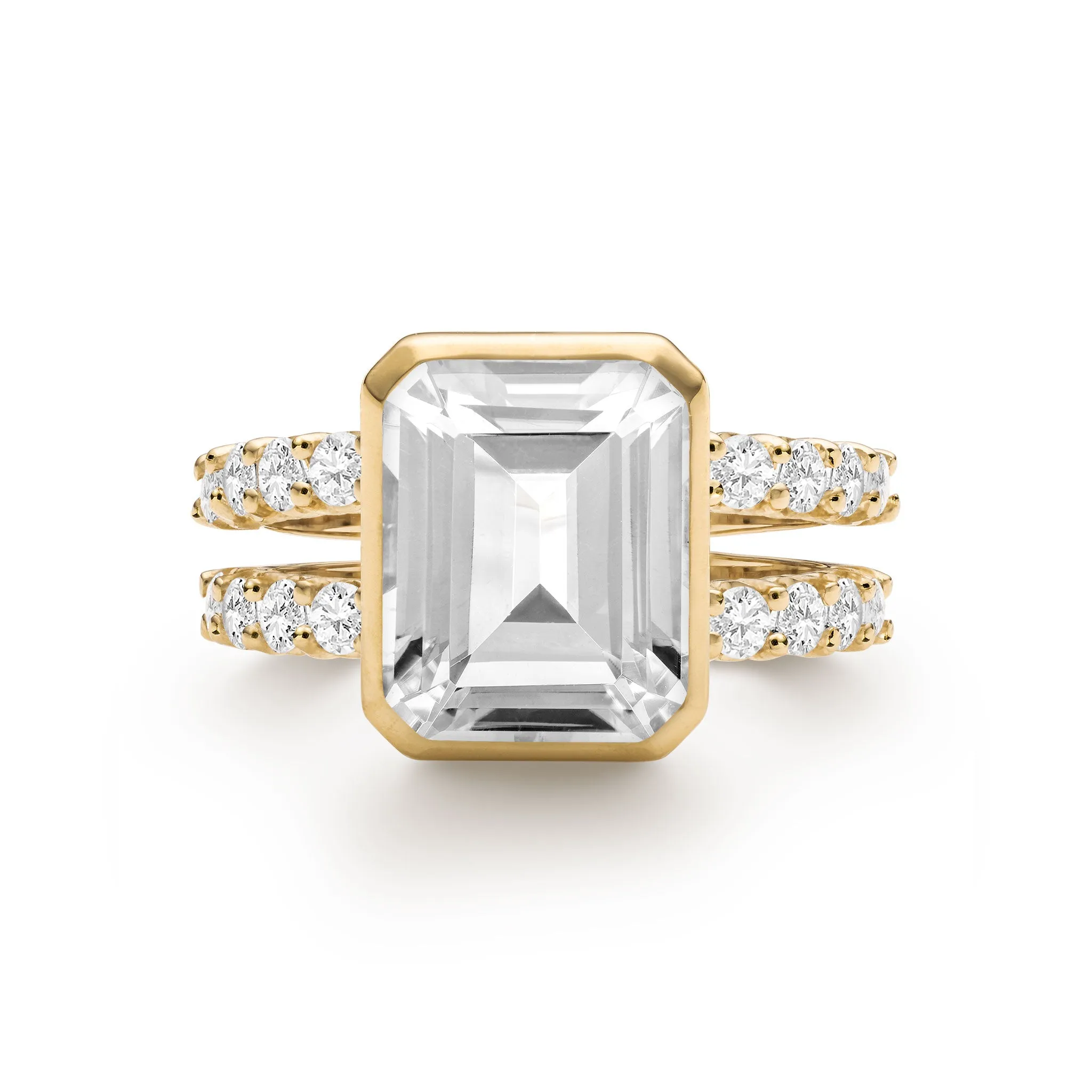 Warren Vertical White Topaz Ring with Diamonds in 14k Gold (April) sold by Haverhill