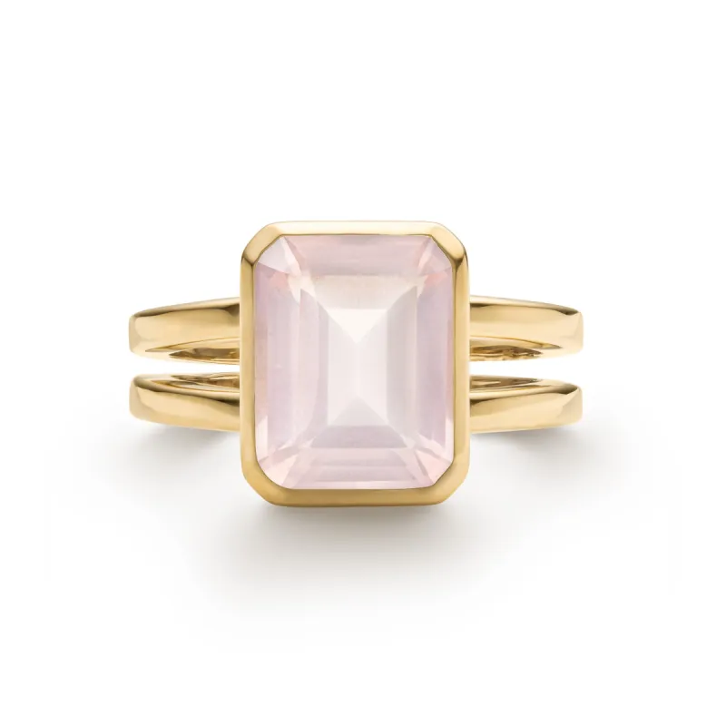 Warren Vertical Rose Quartz Ring in 14k Gold (October) sold by Haverhill