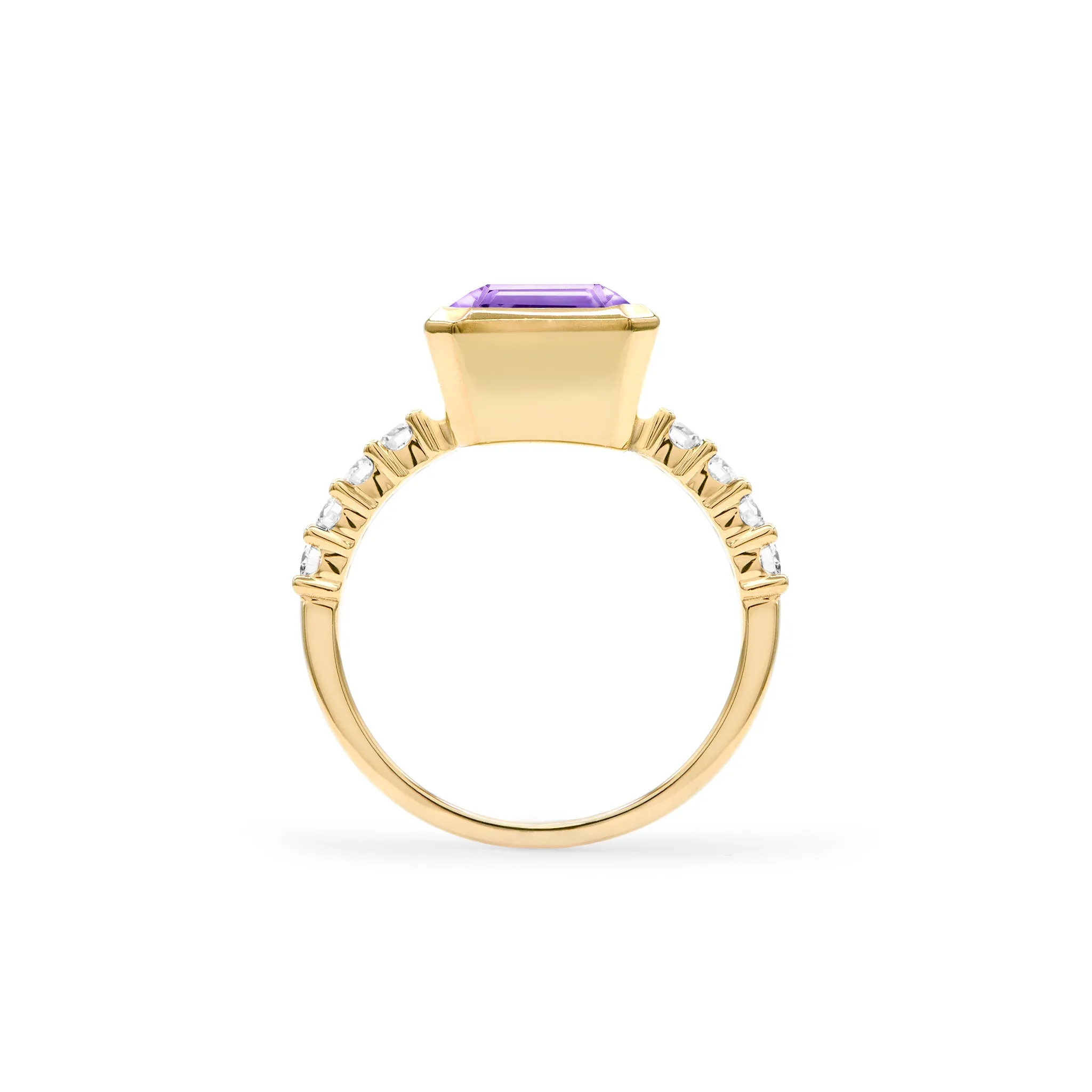 Warren Vertical Amethyst Ring with Diamonds in 14k Gold (February) sold by Haverhill product image thumbnail 5